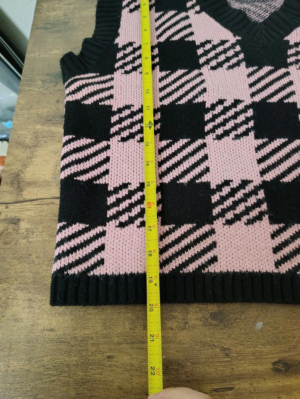 Shein Grunge Womens Pink Black Checkered Vest Academia Preppy Size M / US 6-8 / IT 42-44 - 7 Thumbnail