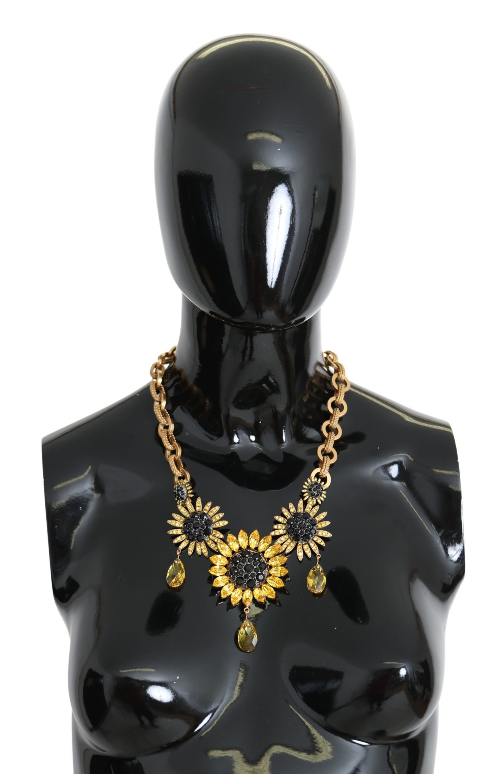 Dolce & Gabbana Elegant Gold Floral Crystal Statement Women's Necklace Size ONE SIZE - 1 Thumbnail