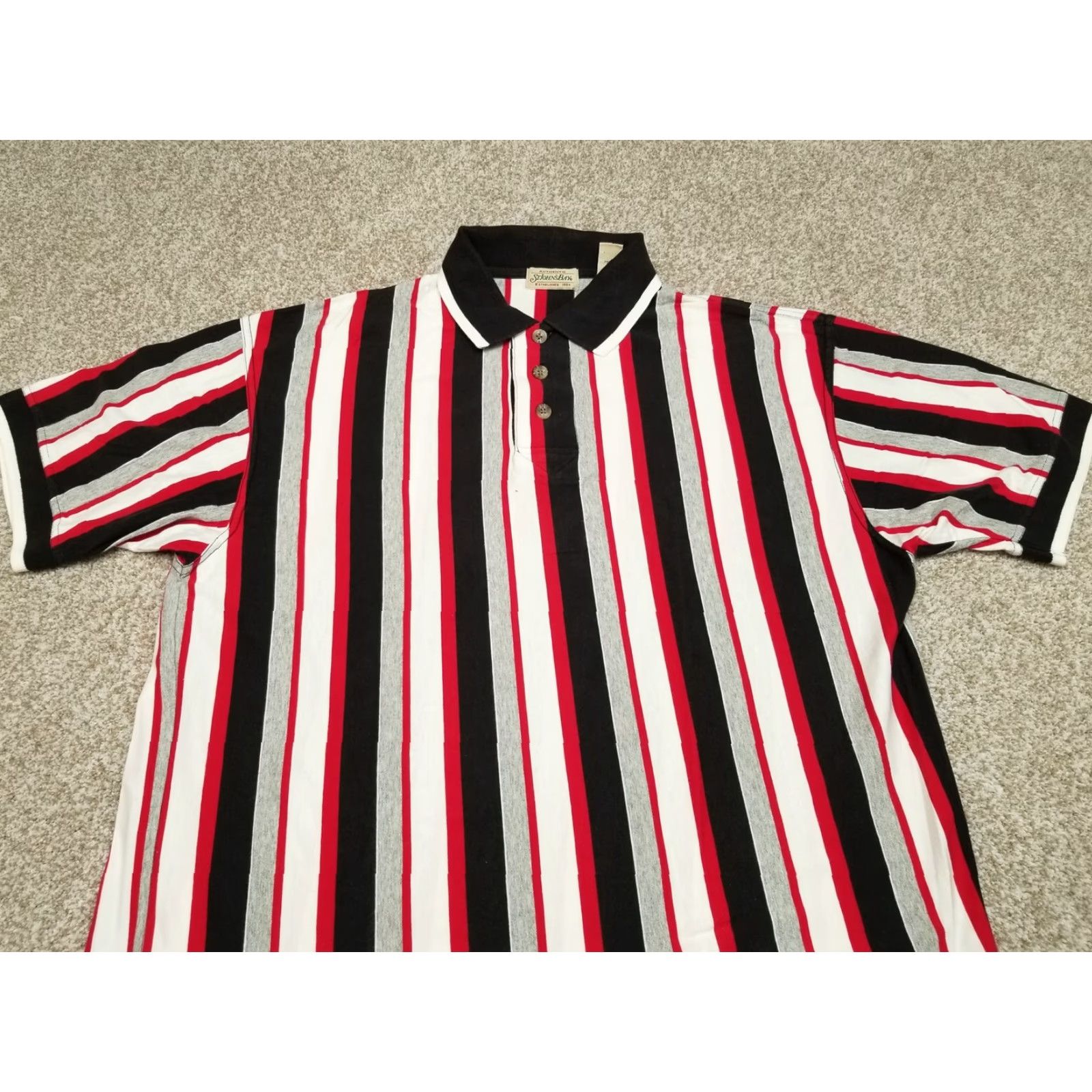 Vintage VINTAGE St. Johns Bay Polo Shirt Mens Large Red Striped 100% Cotton Casual Shirt Mens Large Red Striped 100% Cotton Size US L / EU 52-54 / 3 - 2 Thumbnail