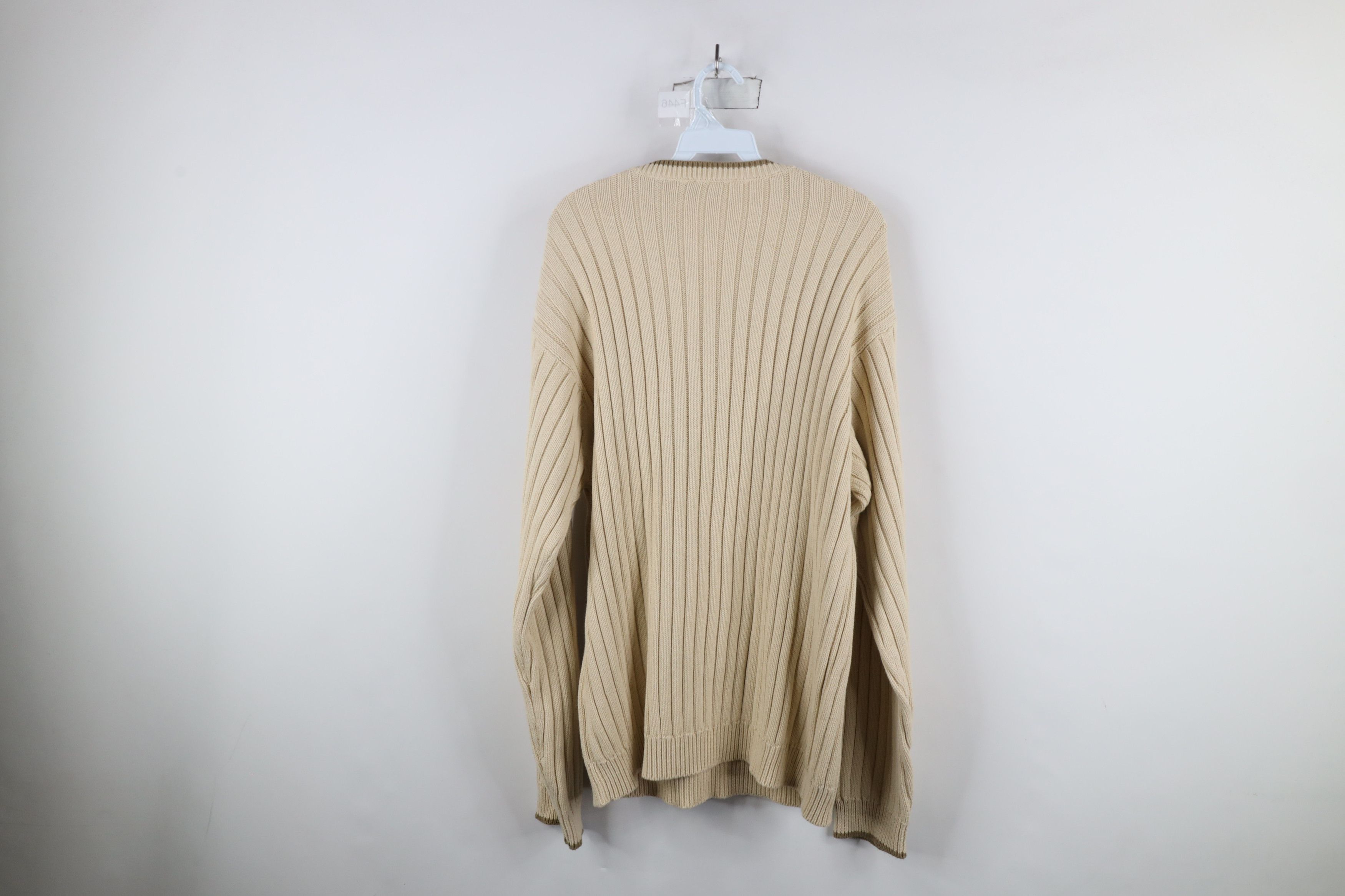 Timberland × Vintage Vintage Timberland Ribbed Knit Crewneck Sweater Beige Cotton Size US XL / EU 56 / 4 - 7 Thumbnail