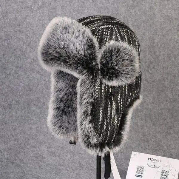 VIBE Vintage Bomber Hat Rex Rabbit Fur Trapper Hat Size ONE SIZE - 8 Thumbnail