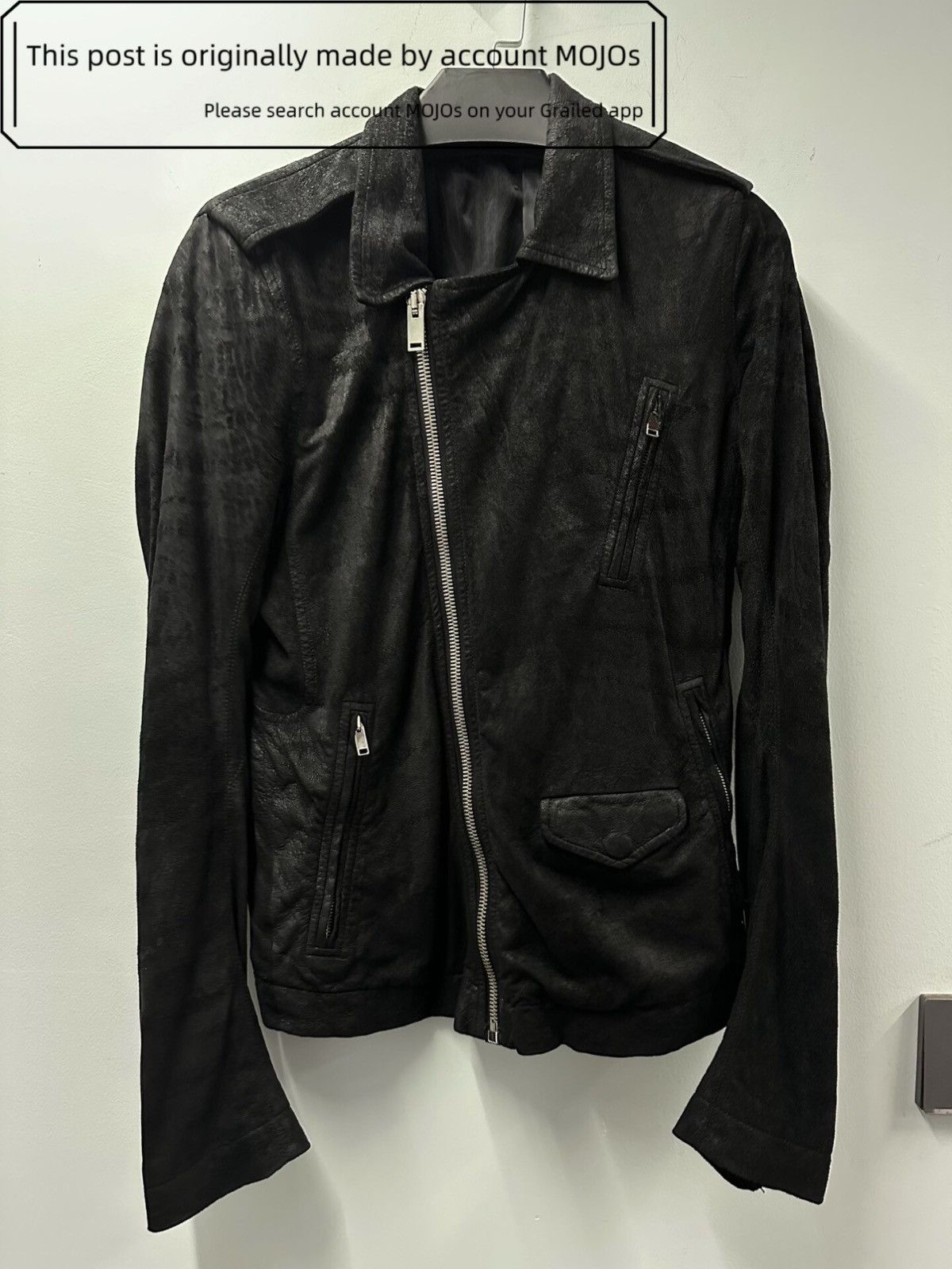Rick Owens Sz 46 Rick Owens Distressed Suede Cross Zip Biker Jacket Size US S / EU 44-46 / 1 - 1 Thumbnail
