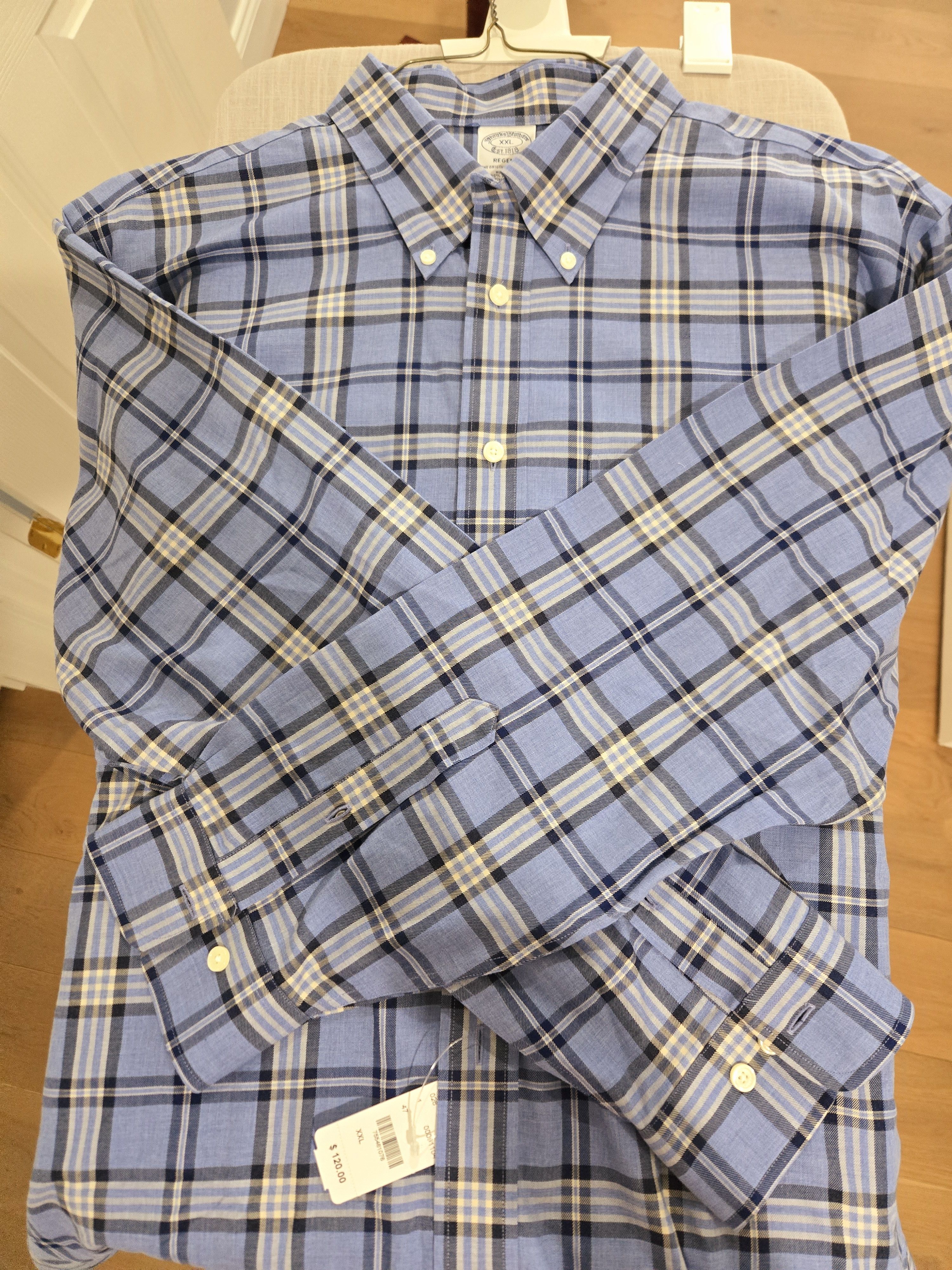 Brooks Brothers Brooks Brothers Blue Plaid Regents Shirt - NEW Size US XXL / EU 58 / 5 - 6 Thumbnail