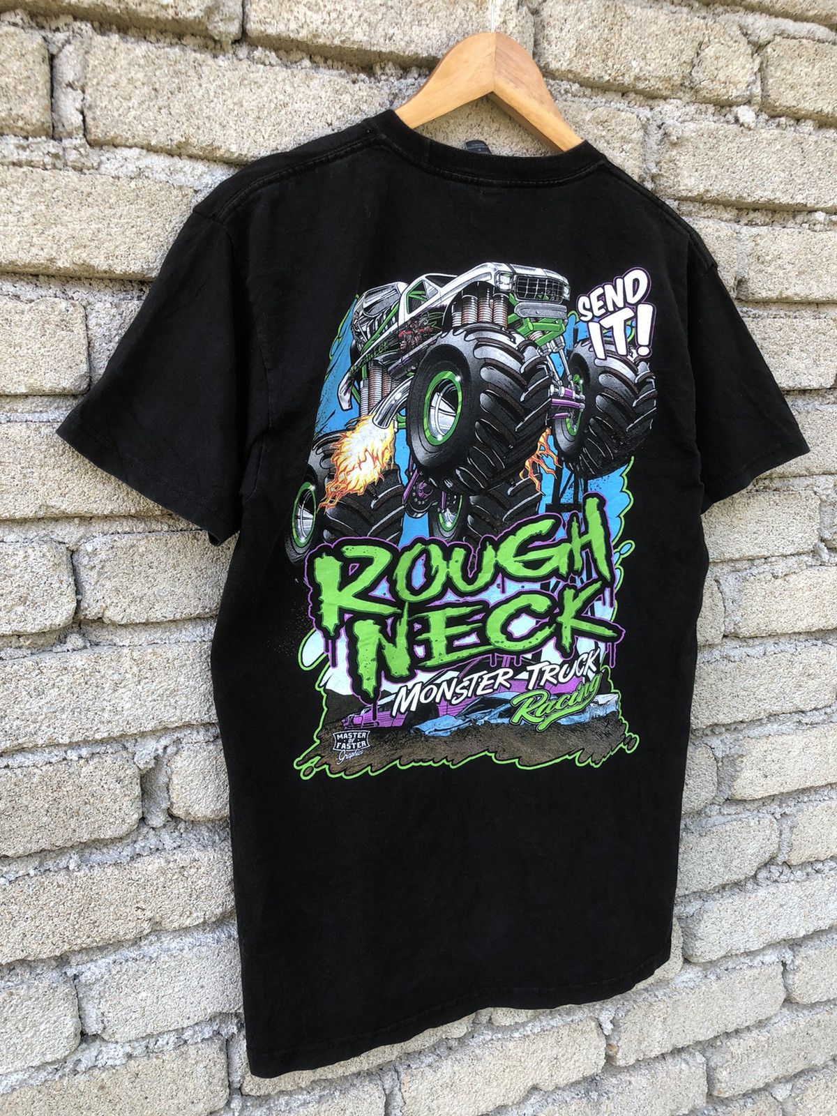Marlboro × Vintage Vintage Y2K Rough Neck Monster Truck Racing Tshirt Size US M / EU 48-50 / 2 - 2 Thumbnail