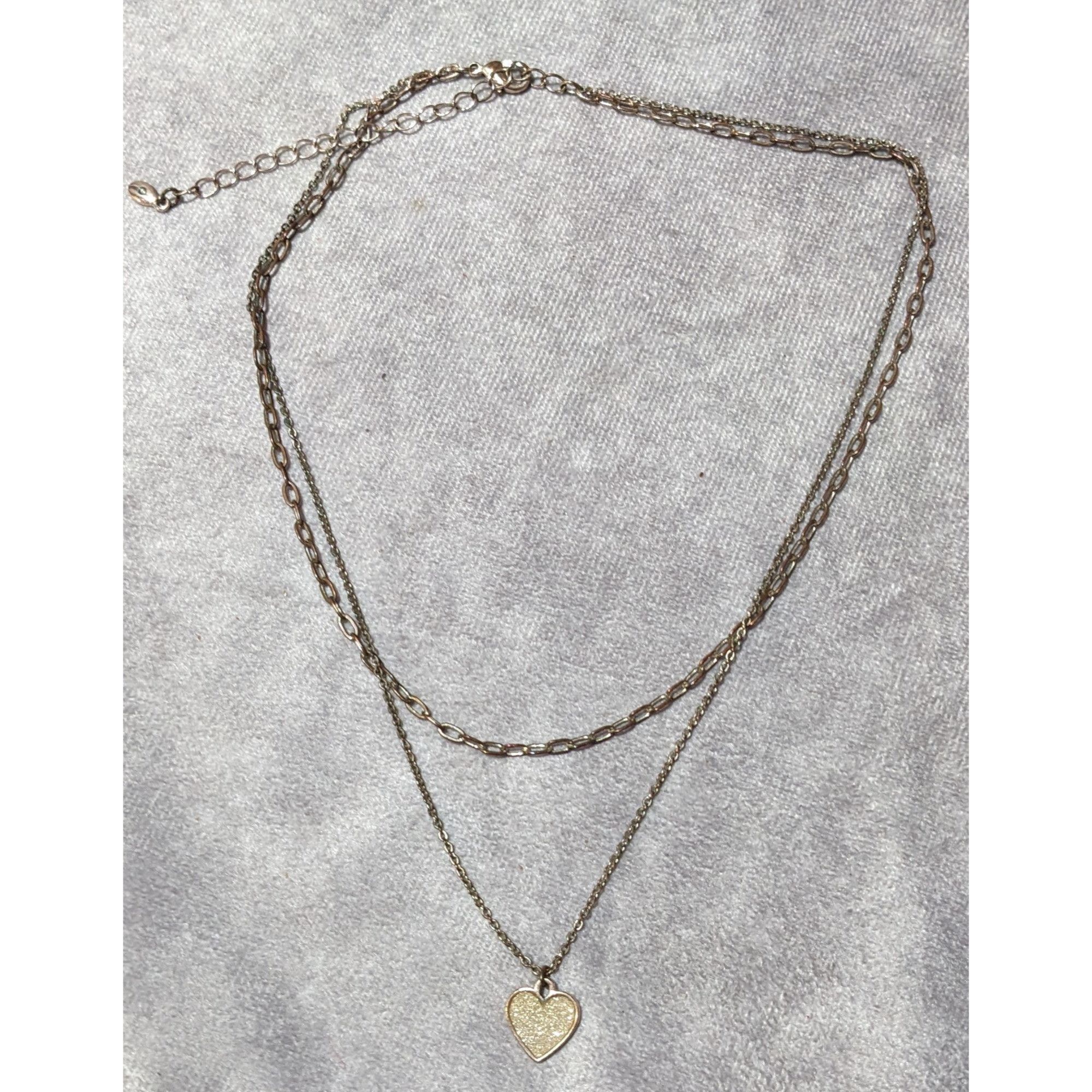 Other Minimalist Rose Gold Tone Multilayer Silver Glitter Heart Ne Size ONE SIZE - 9 Thumbnail