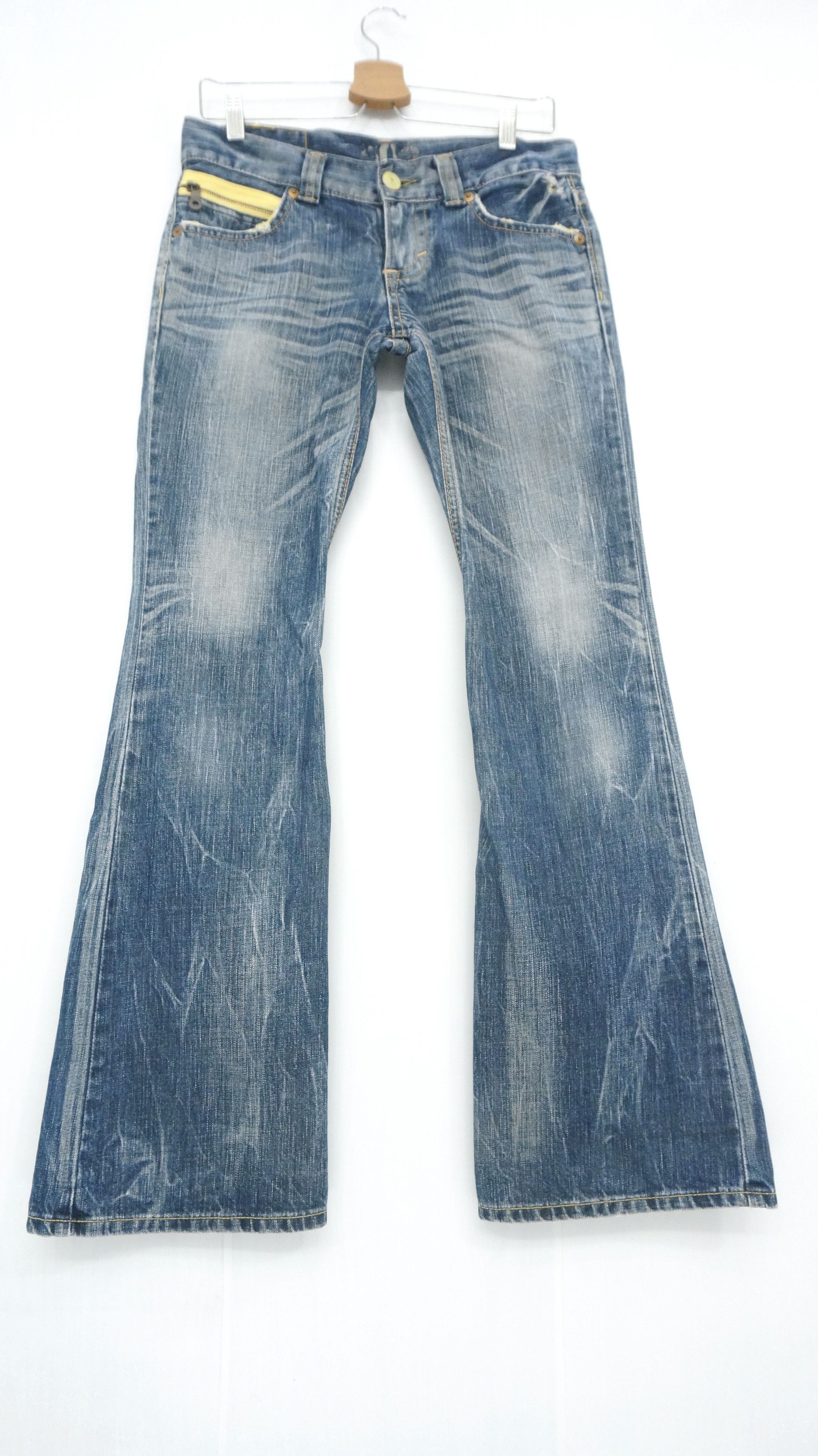 Japanese Brand 🔥 Flared EDWIN Bluetrip Yellow Stitch Ladies Rare Size 29" - 2 Thumbnail