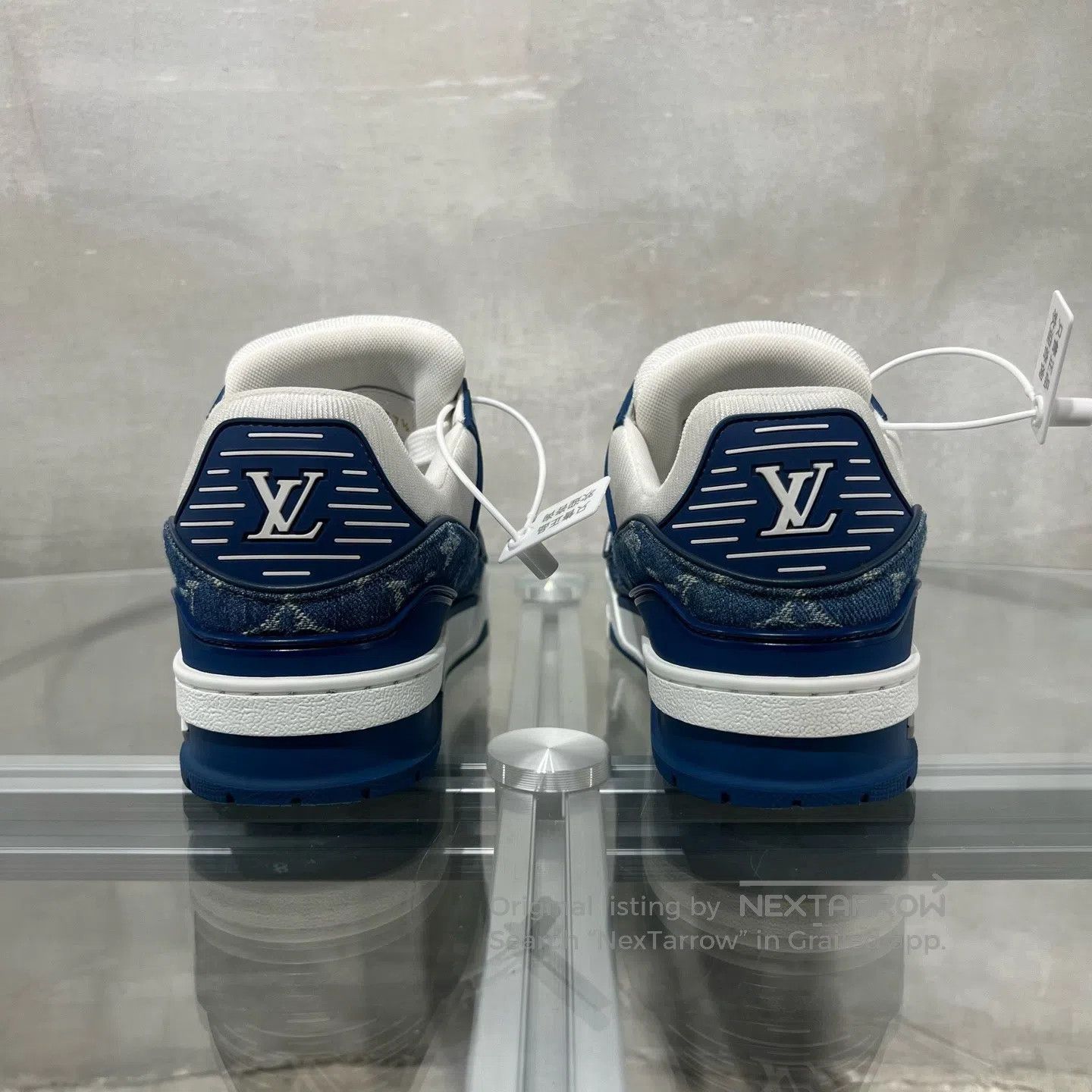 Louis Vuitton Louis Vuitton Trainer Low-Top Board Shoes Blue and White Size US 7 / IT 37 - 6 Thumbnail