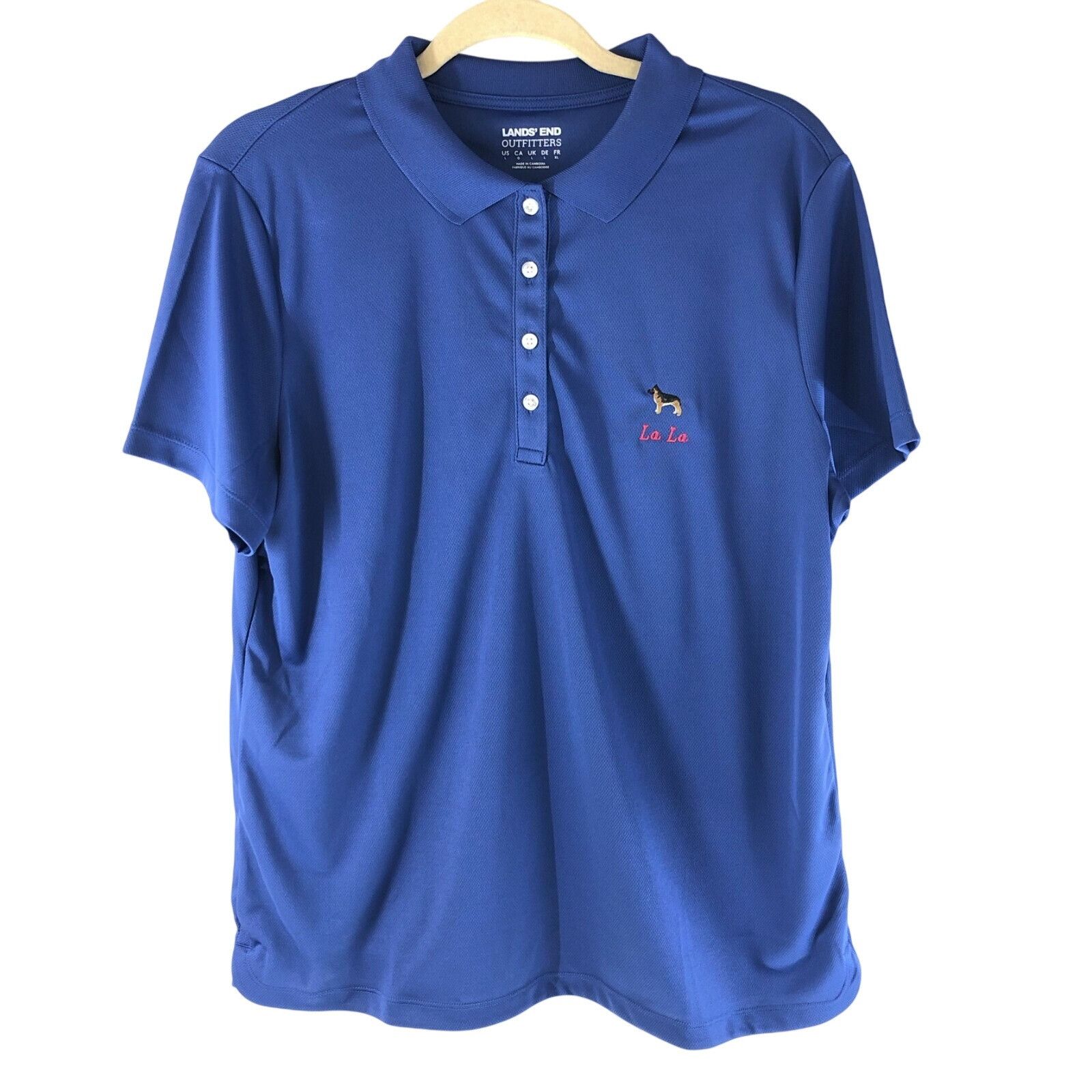 Lands' End Lands End Womens Polo Shirt Top Short Sleeve Embroidered Ger Size L / US 10 / IT 46 - 1 Thumbnail