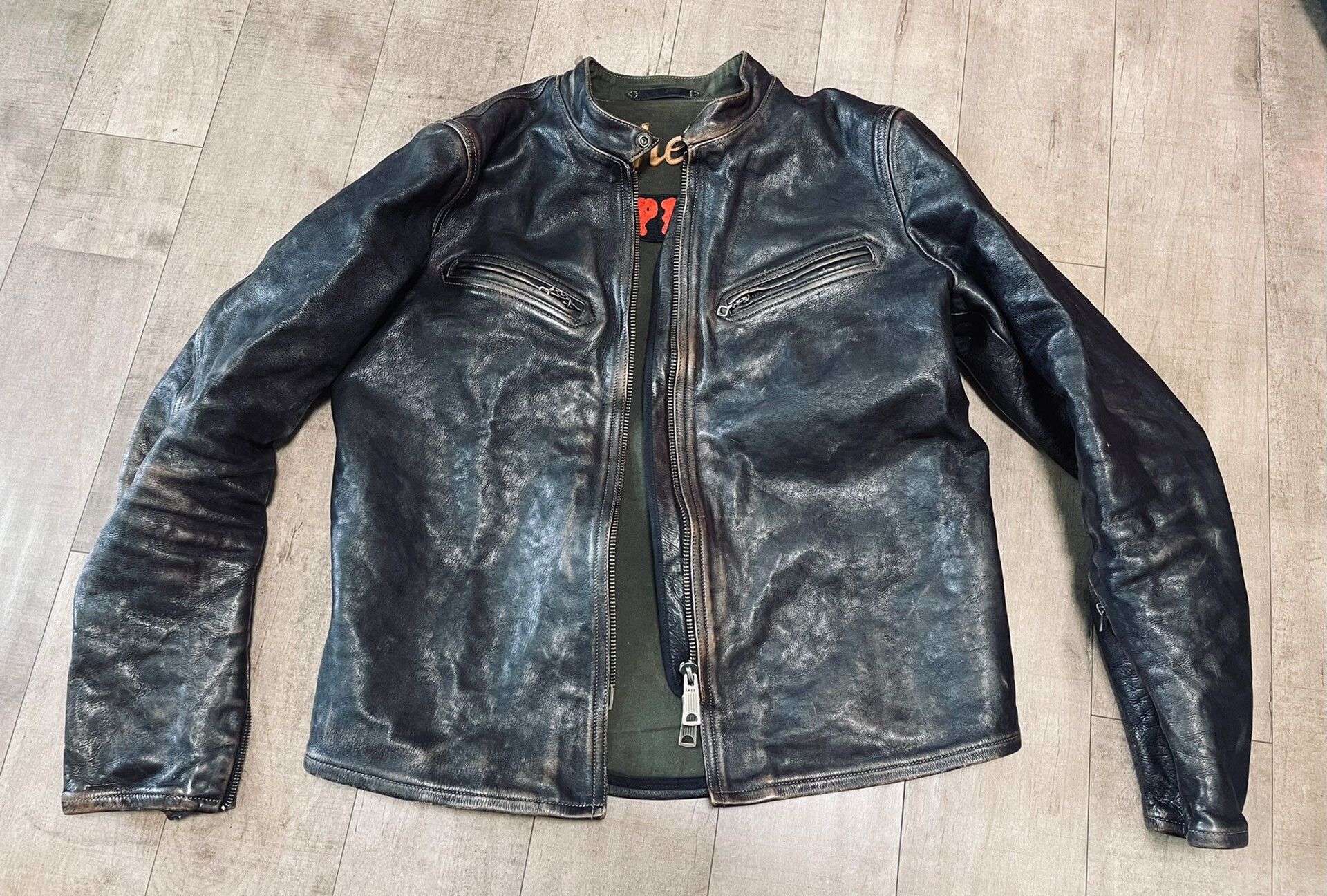 Thedi Thedi Limited Distressed Leather Moto Jacket Size US XXL / EU 58 / 5 - 1 Thumbnail