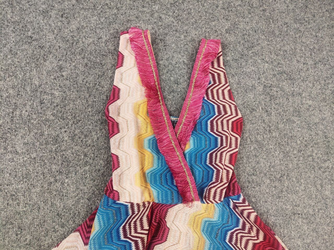 Missoni Pho Firenze Italy V-neck zig zag Multicolor straps Dress Size S / US 4 / IT 40 - 8 Thumbnail