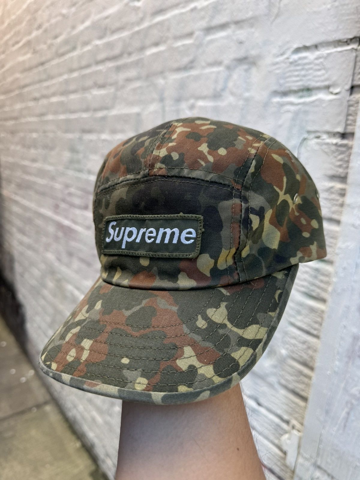 Vintage 1999 Camo Supreme Box logo camp 5 panel hat