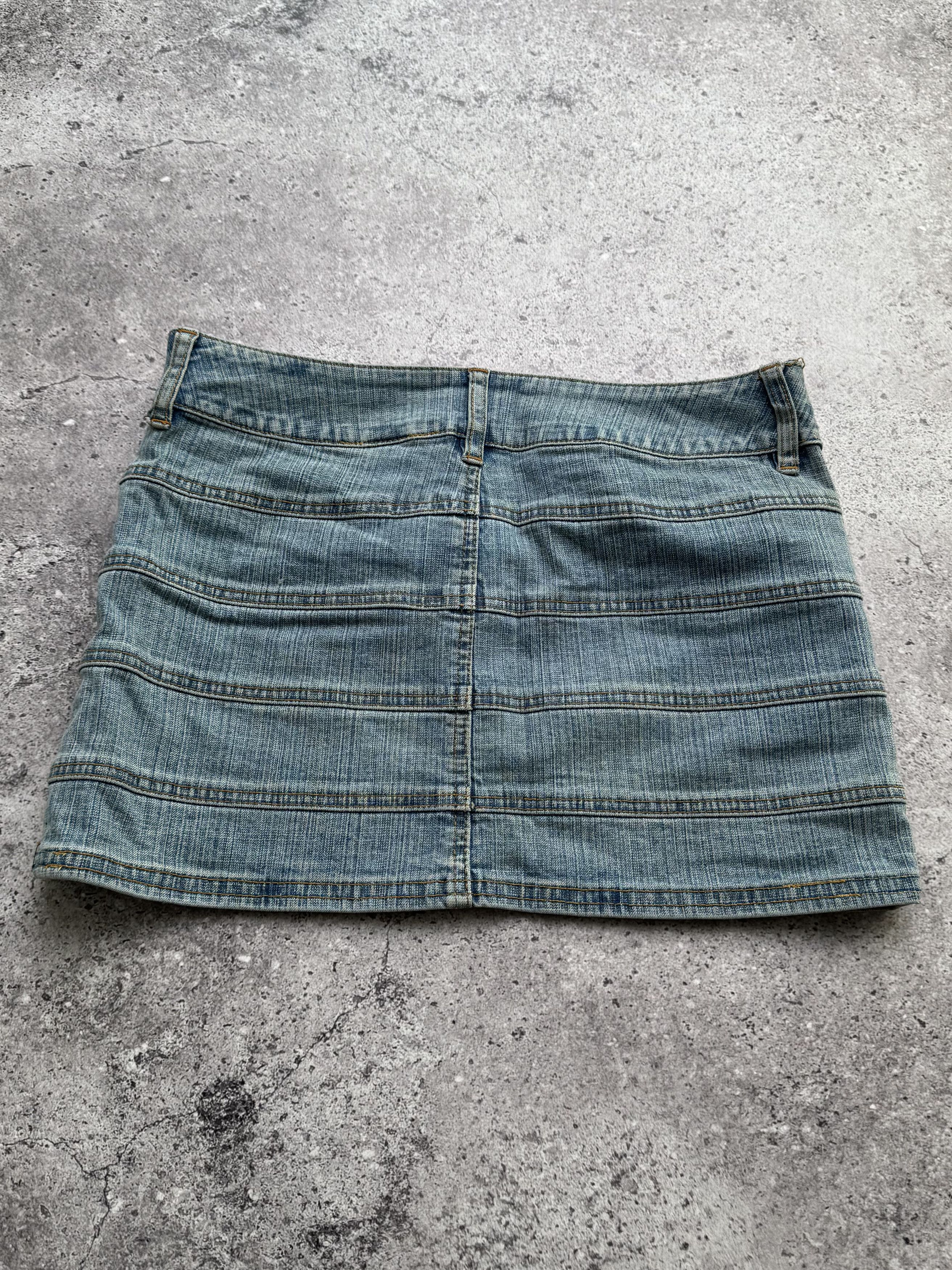 Vintage Y2K Mini Skirt Low Rise Stretch Jean Clubwear Sexy (E8) Size 27" / US 4 / IT 40 - 4 Thumbnail