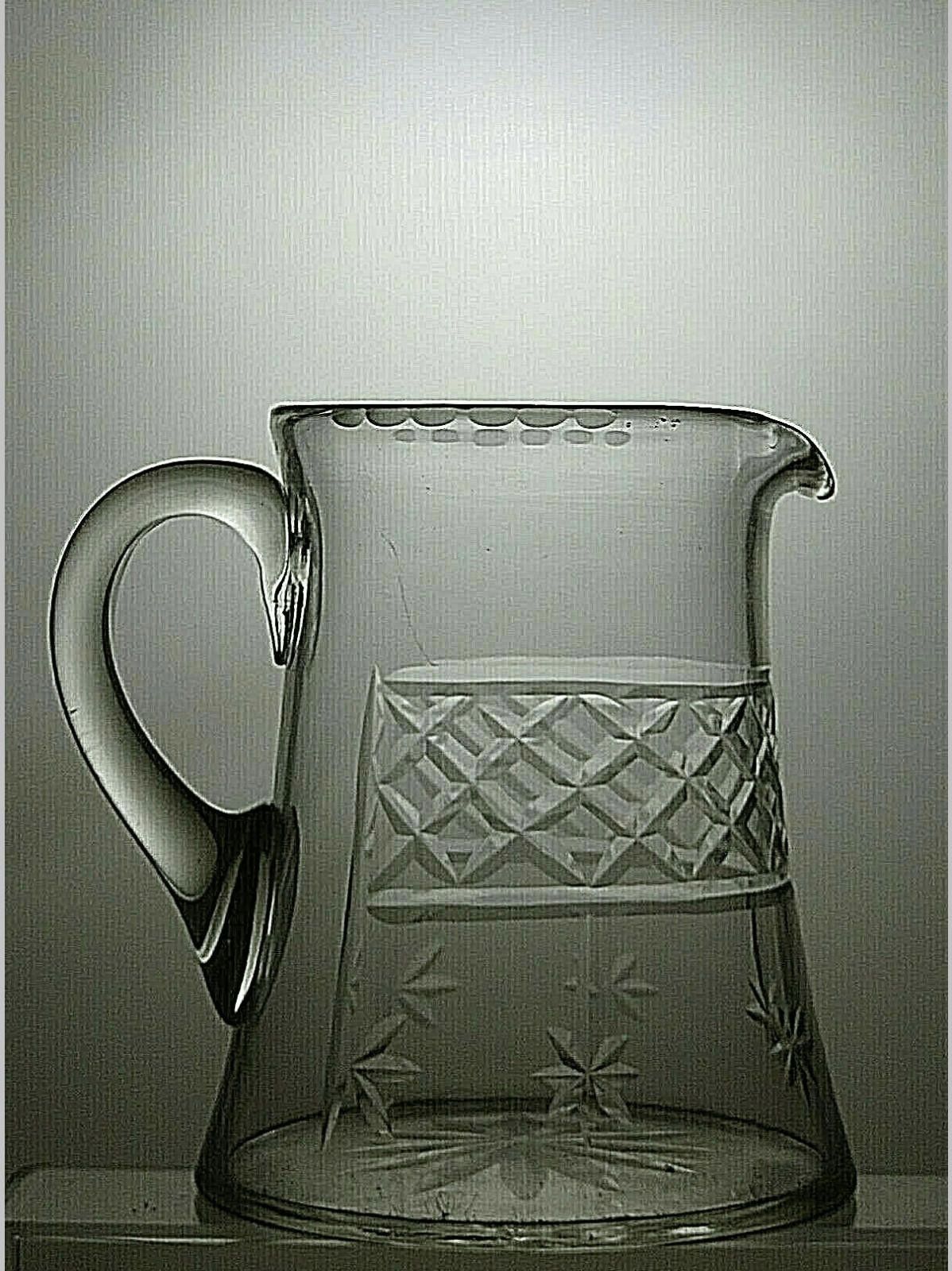The Unbranded Brand Vintage Cut Glass Crystal Water/Juice Jug 6 1/2" Size ONE SIZE - 1 Thumbnail