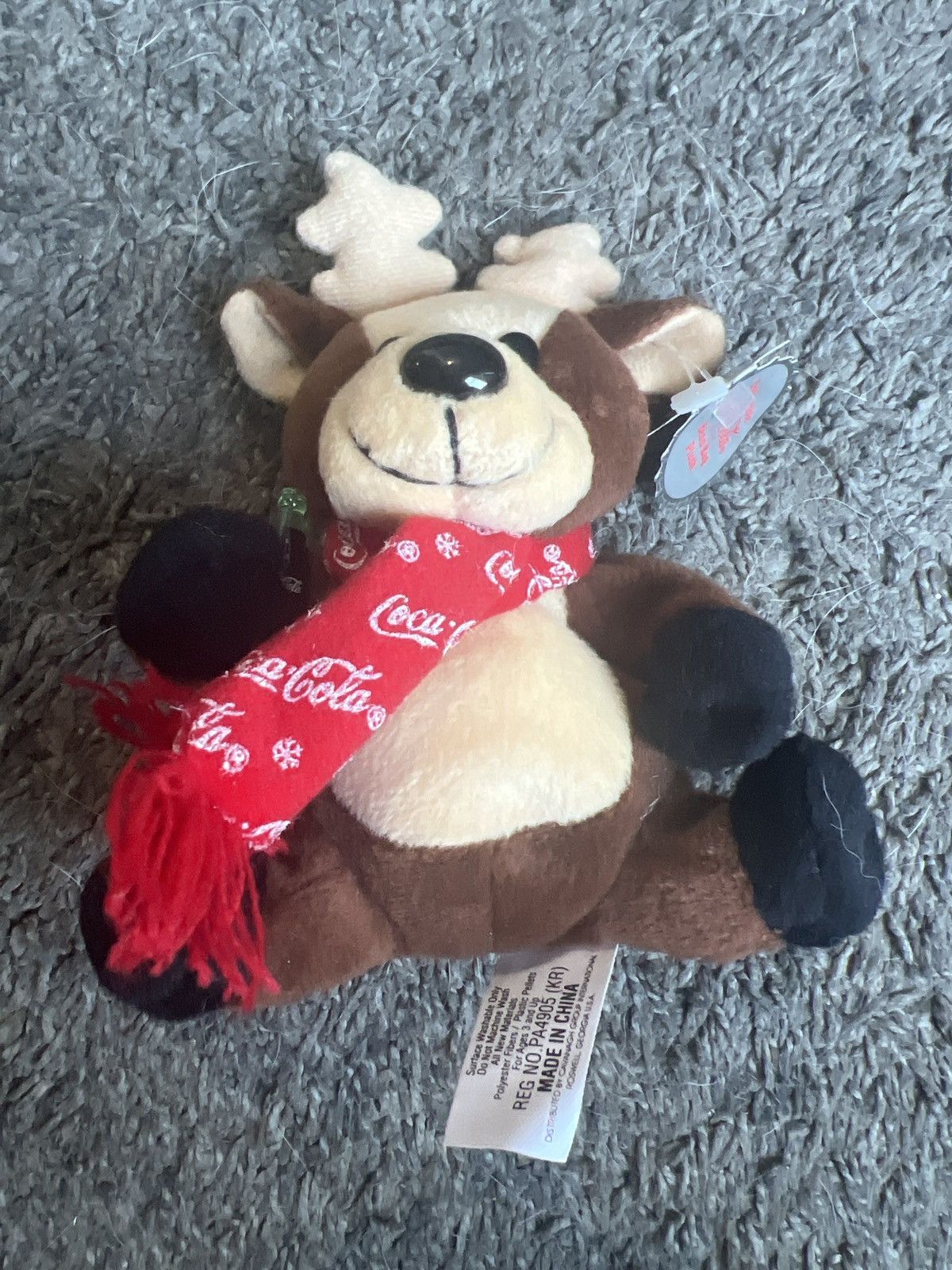 Coca Cola 1998 Coca-Cola Reindeer In Snowflake Scarf Bean Bag Plush Size ONE SIZE - 1 Thumbnail