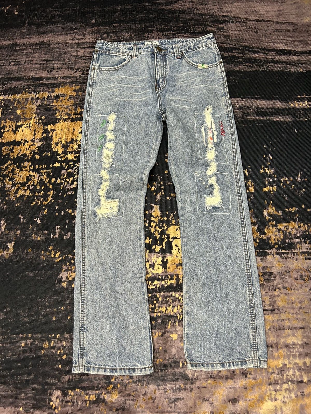 Japanese Brand Vintage Clef De Sol Ripped Jeans Size US 31 - 2 Thumbnail