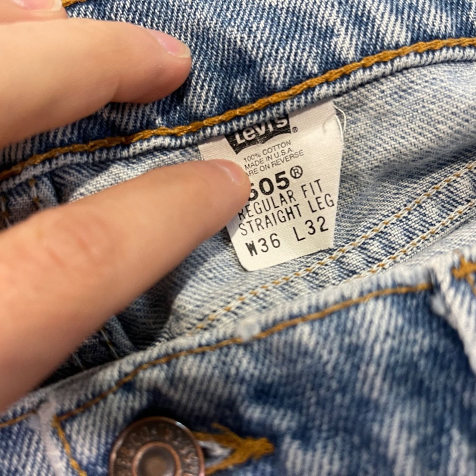 Levi's Vtg 1990's Levi’s 505 blue jeans Size US 36 / EU 52 - 3 Thumbnail
