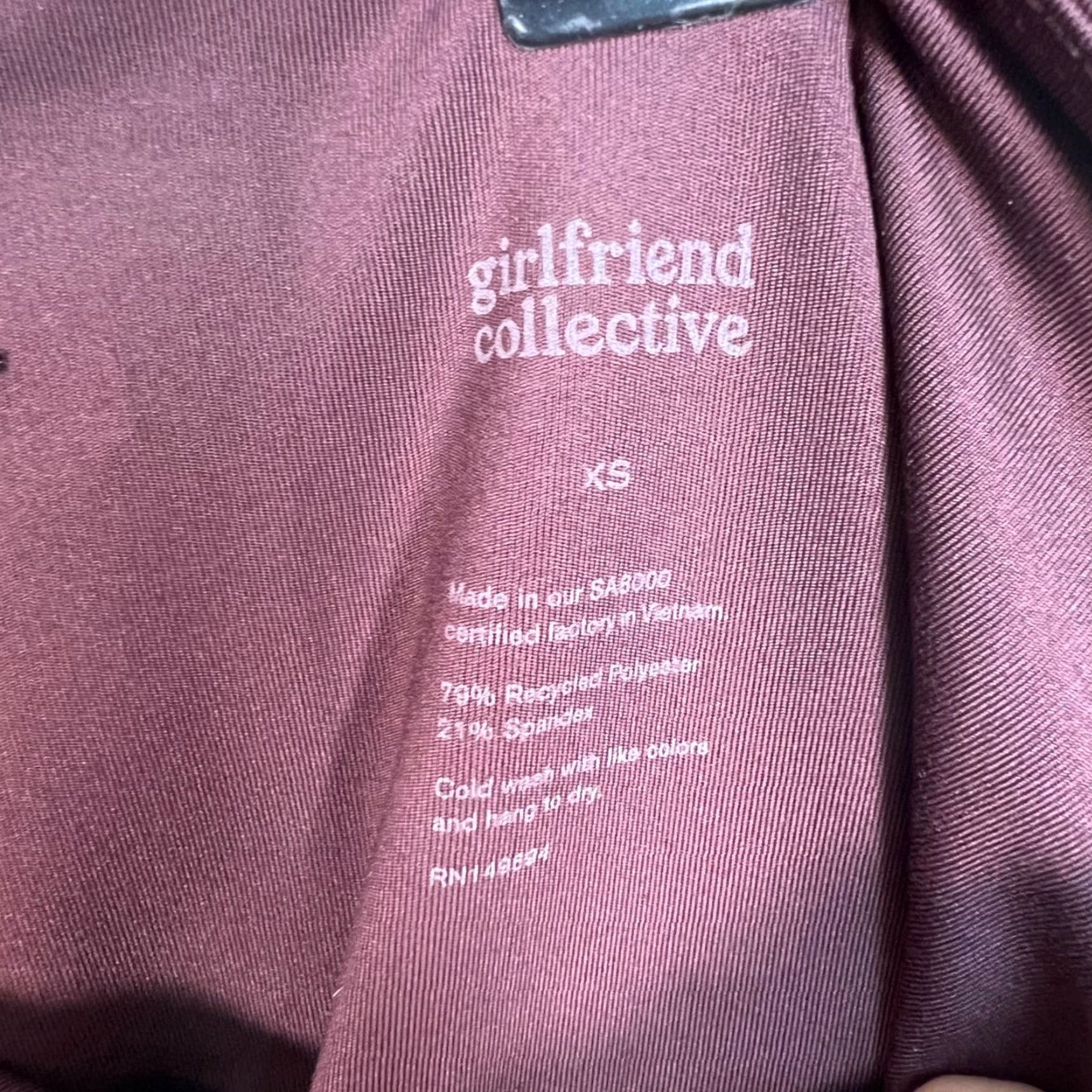 Girlfriend Collective Girlfriend Collective Womens XS High-Waisted Leggings Maroon Red Compression Polyester Spandex Recycled Polyester Activewear Size 26" / US 2 / IT 38 - 4 Thumbnail