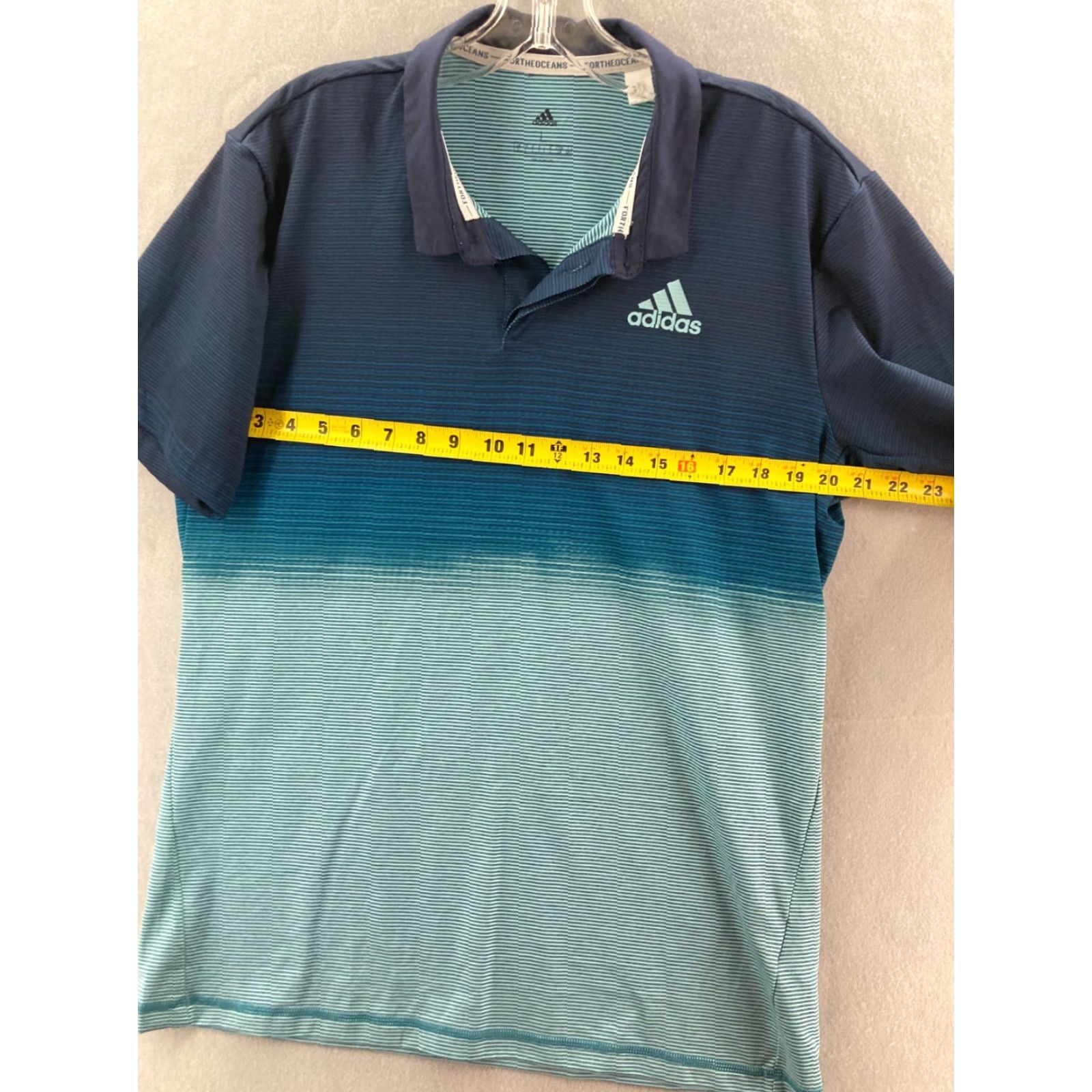 Adidas Adidas Golf Polo Shirt Mens Large Blue Striped Polo Shirt Golf Casual Short Sleeve Collared Size US L / EU 52-54 / 3 - 2 Thumbnail