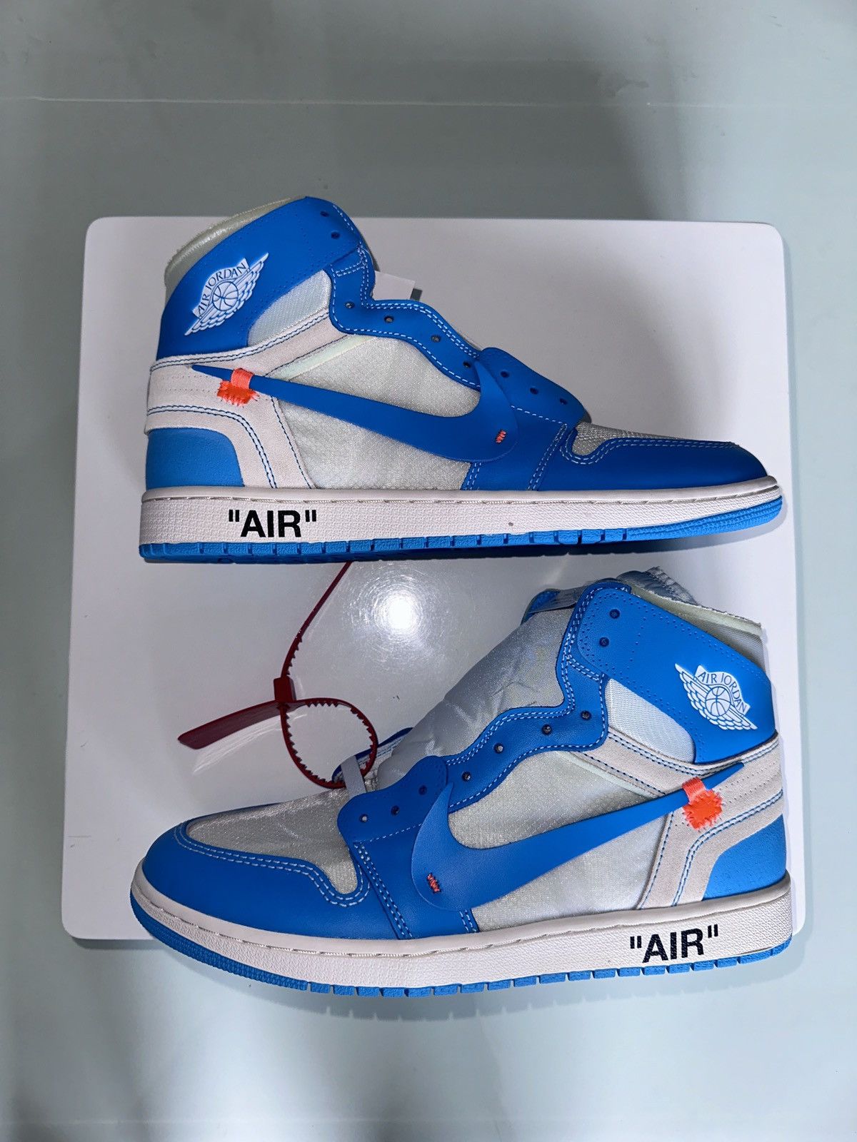 image of Nike x Off White Jordan 1 University Blue Off White Shoes, Men's (Size 12)
