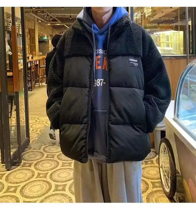 image of Vintage Padded Warm Cotton Bubble Coat Puffer Jacket in Black, Men's (Size Large)