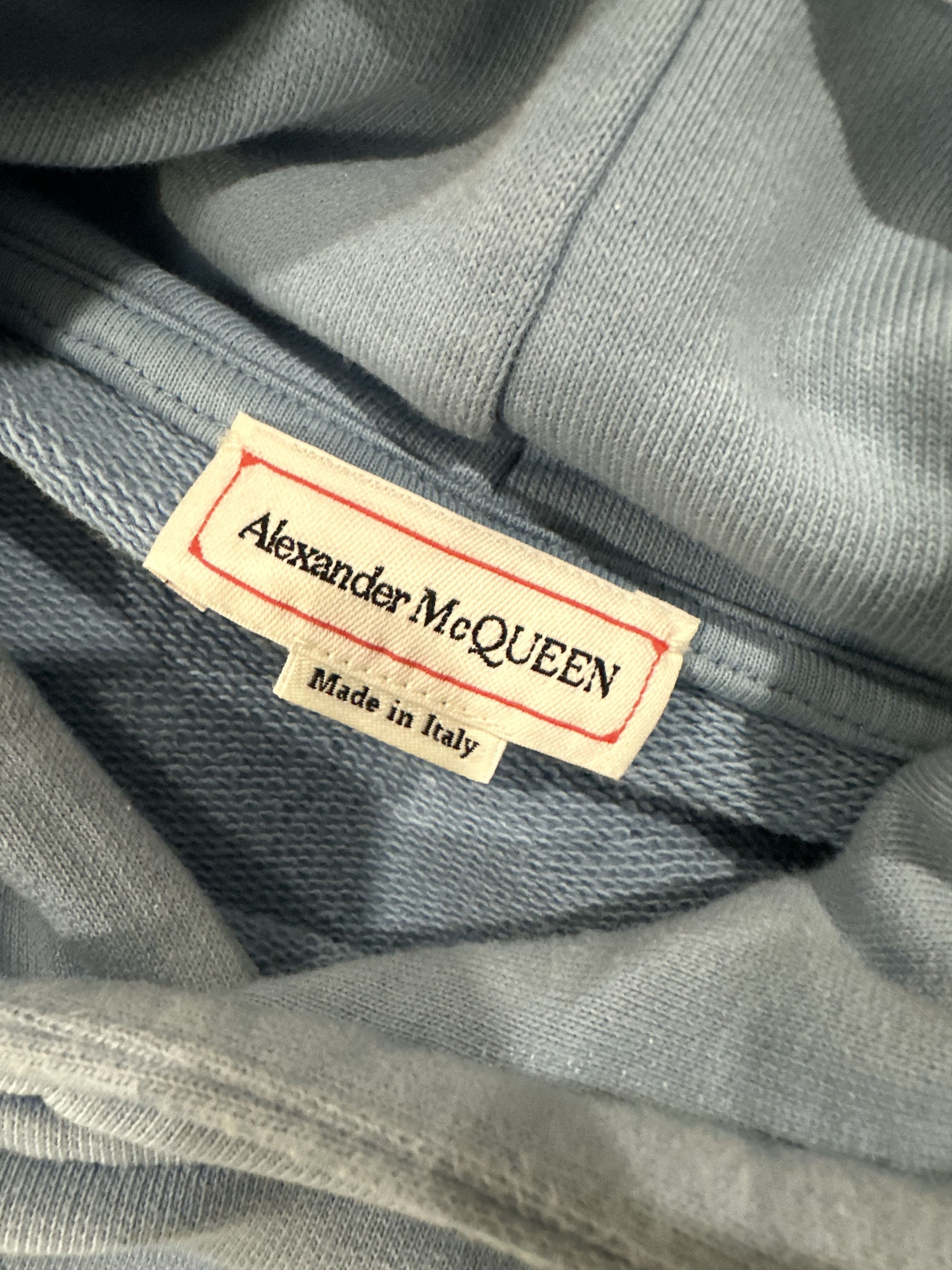 Alexander McQueen Alexander McQueen Graffiti Logo Hoodie Light Blue Size US XL / EU 56 / 4 - 2 Thumbnail