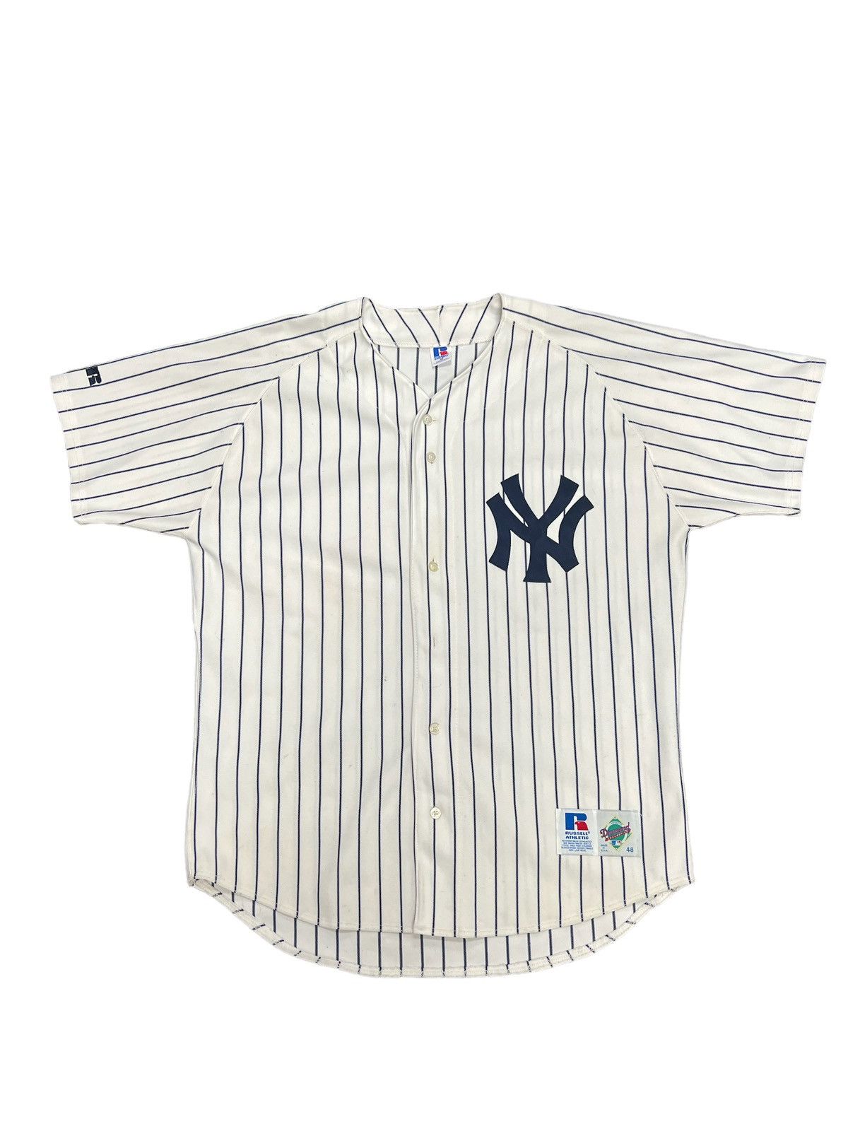 image of Russell Athletic Vintage Diamond Cut Yankees Jersey Russle Atheltics in White, Men's (Size 2XL)