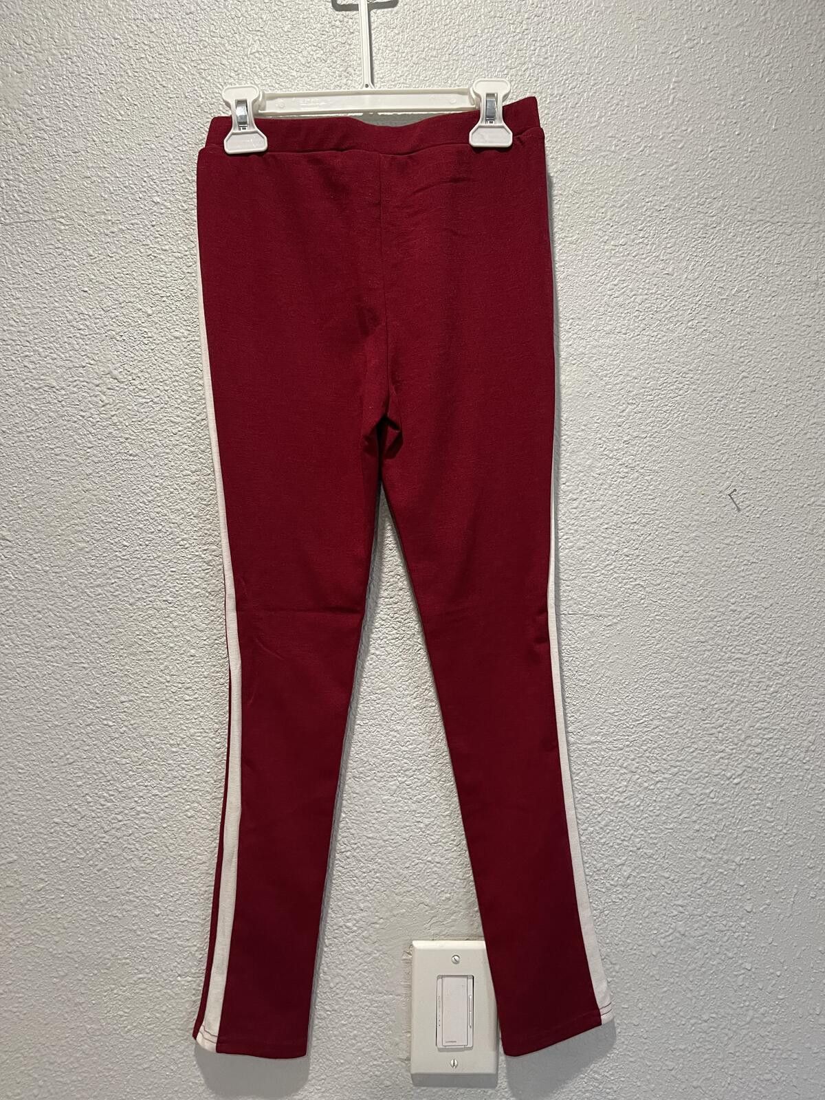 Unknown London Girls' Maroon Leggings with White Side Stripes Size M (10) Size 24" / US 00 / IT 34 - 3 Thumbnail