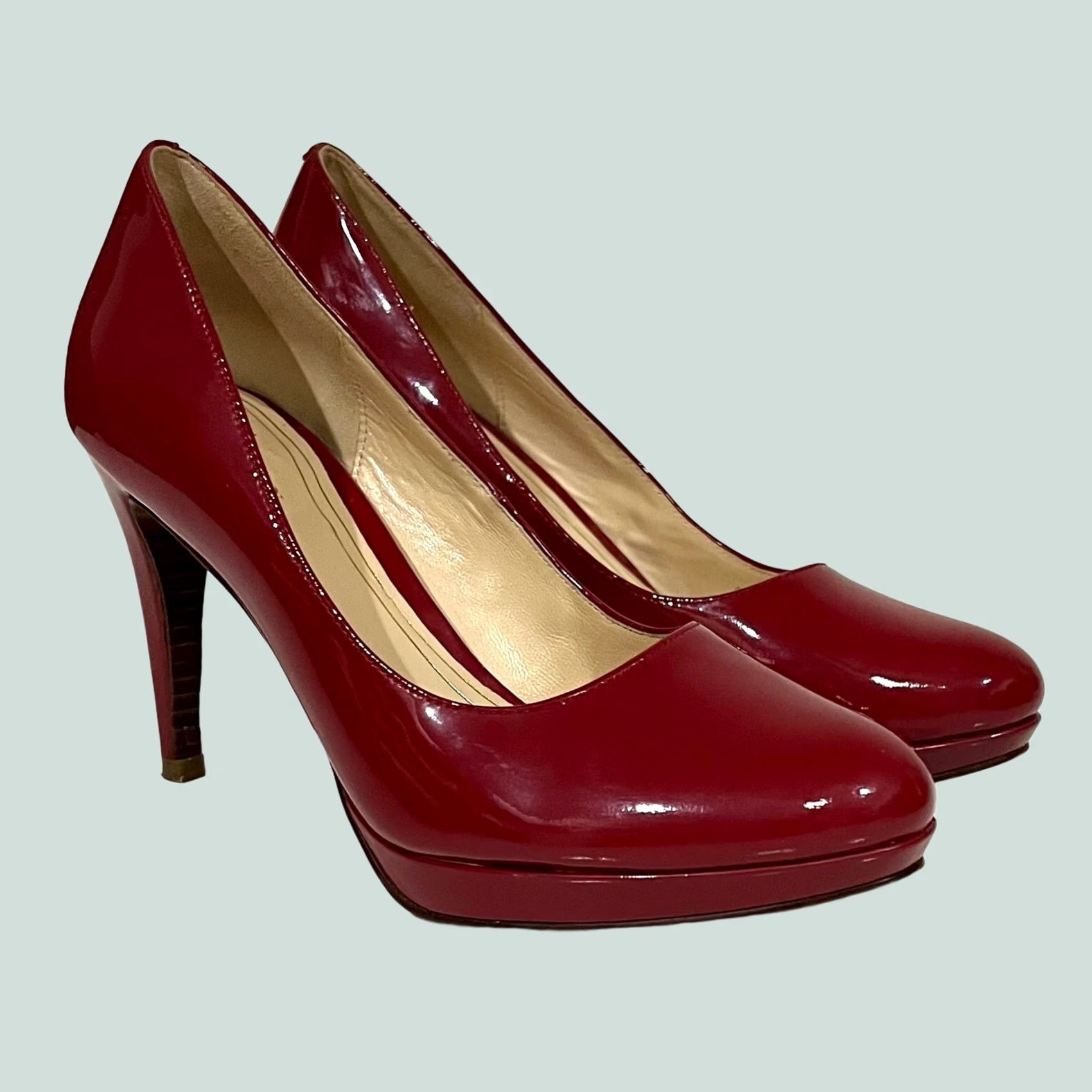 Cole Haan Cole Haan Red Patent Leather Pumps Chelsea Closed Toe Dress Heels Women's Sz 7 B Size M / US 6-8 / IT 42-44 - 1 Thumbnail
