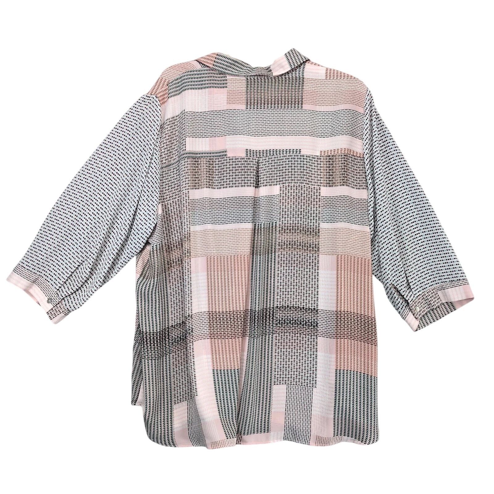 Other Rose & Olive Geometric Patchwork Print Button Up Shirt 2X Size XXL / US 16-18 / IT 52-54 - 3 Thumbnail