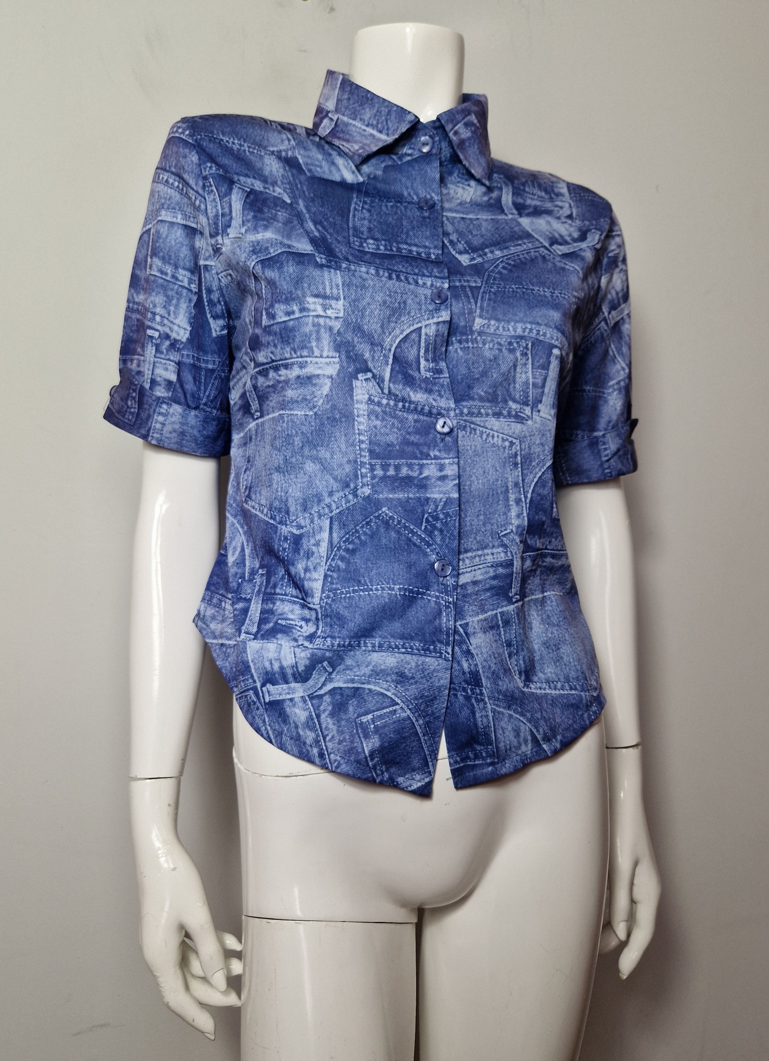 Versace Versace vintage denim print DSWT blouse Size S / US 4 / IT 40 - 9 Thumbnail