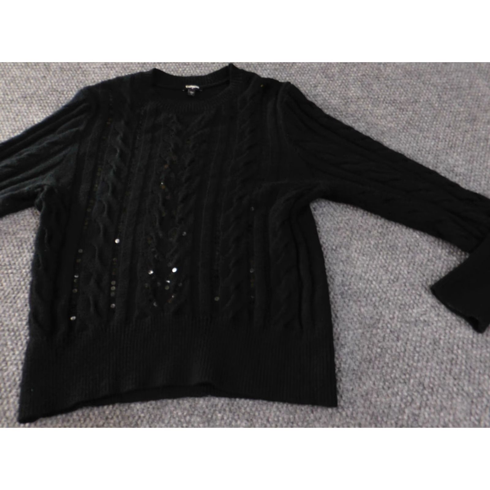 Express Express Womens Medium Black Crewneck Knit Pullover Sweater Size M / US 6-8 / IT 42-44 - 2 Thumbnail