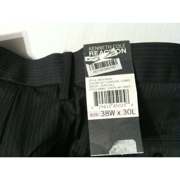 Kenneth Cole KENNETH COLE MENS NEW GRAY STRIPED DRESS PANTS SIZE: 38/30 Size 38R - 2 Thumbnail