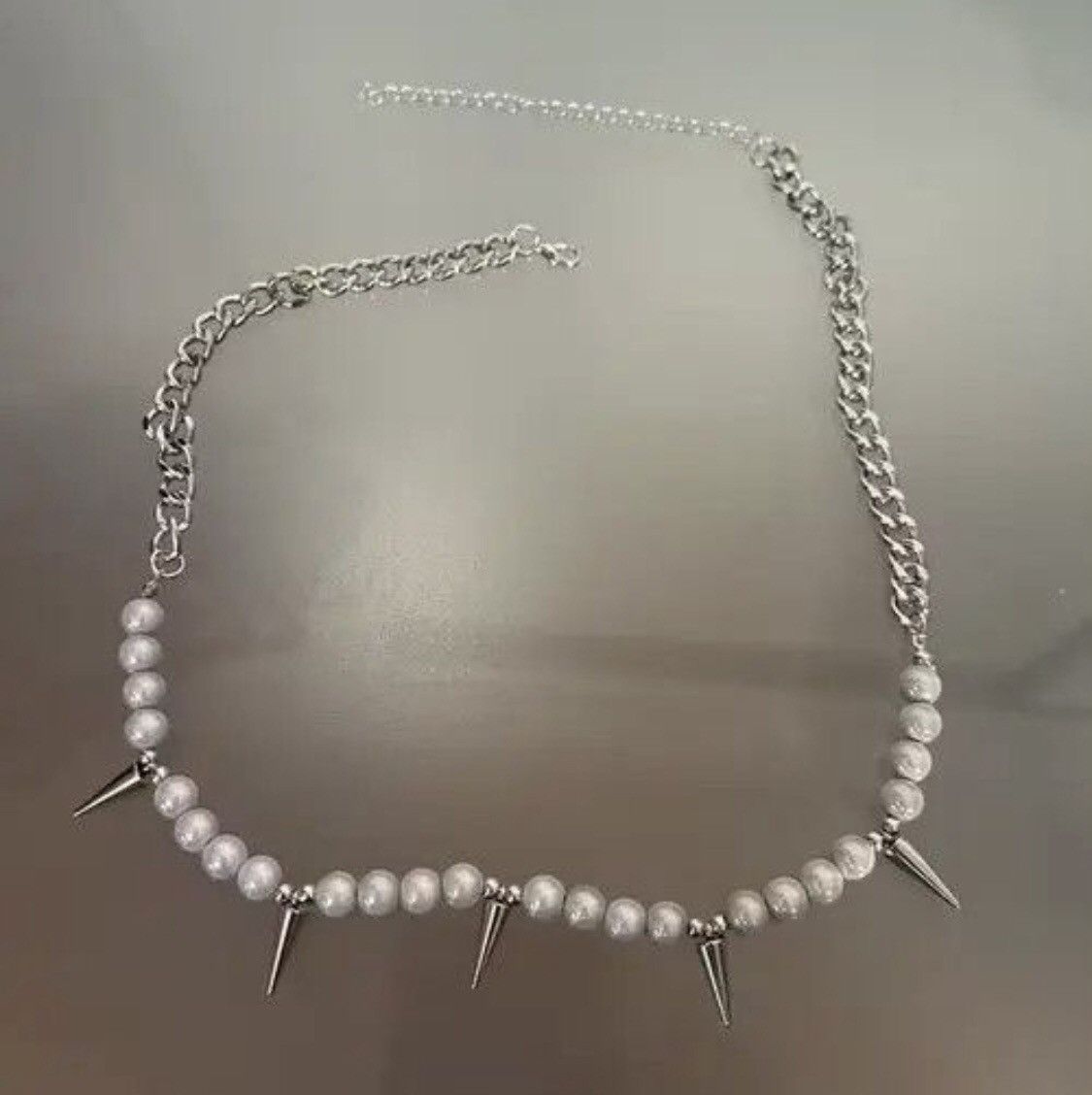 Japanese Brand Y2K Pearl Spike Rivet Necklace Size ONE SIZE - 3 Thumbnail