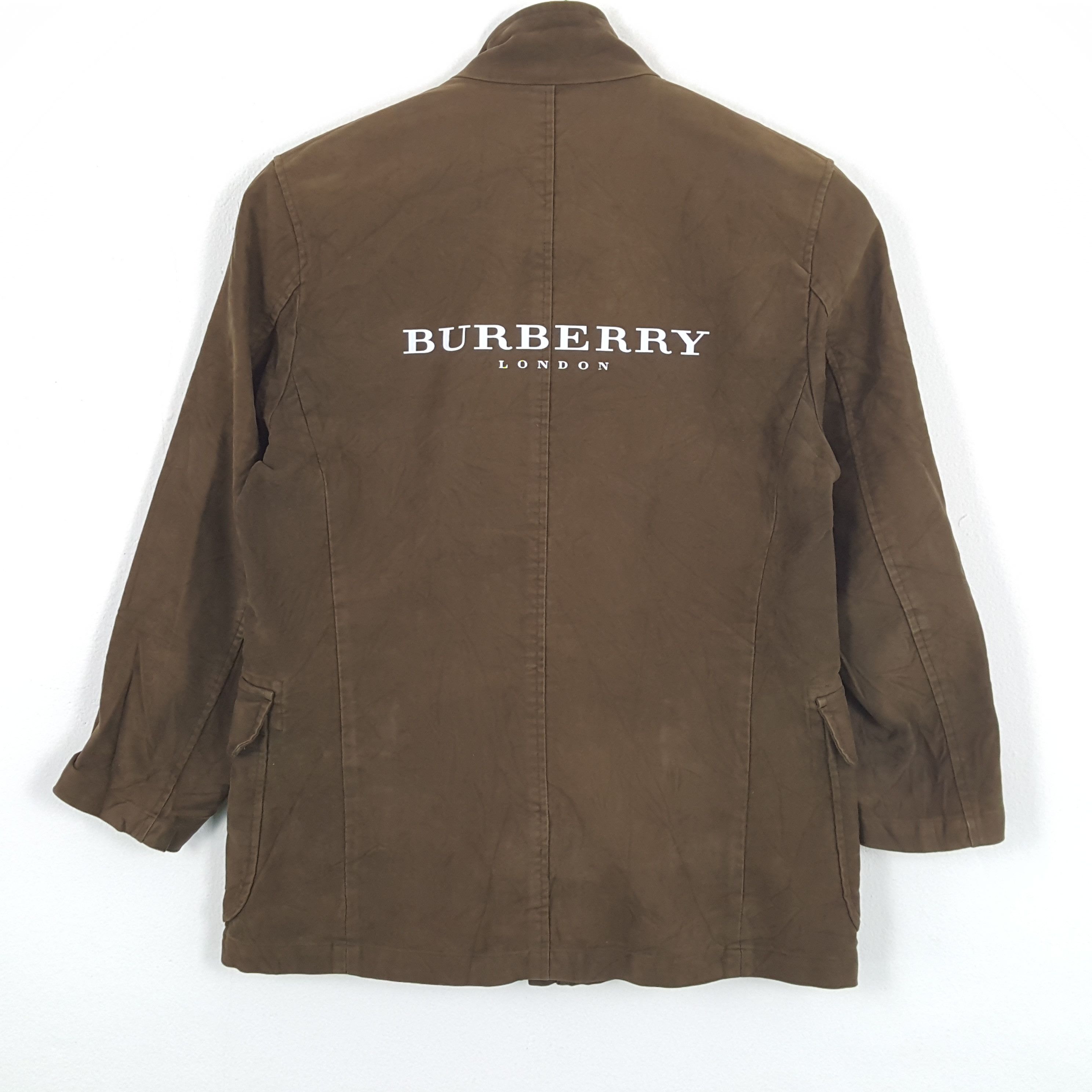 ジャケット・アウター vintage BURBERRY LONDON linen jkt Vintage Burberry London nova check Men's jacket coat green