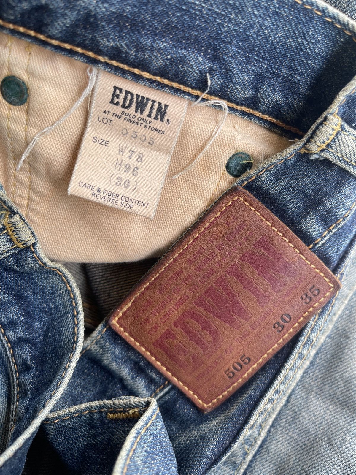Edwin Vintage Edwin 505 Distressed Selvedge Mudd Jeans Size US 30 / EU 46 - 12 Thumbnail