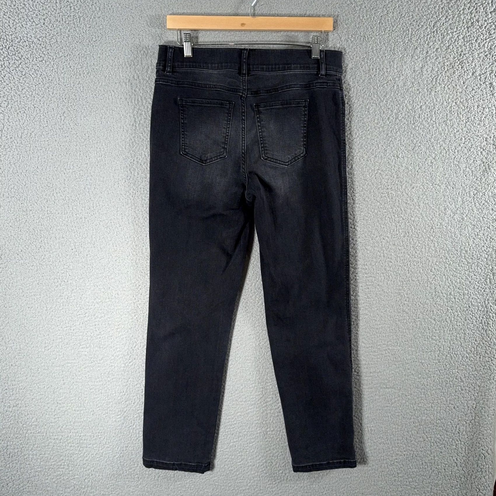 Spanx Spanx Jeans Womens L Black High Rise Straight Leg Shaping Stretch Denim Pants Size 36" / US 14 / IT 50 - 2 Thumbnail
