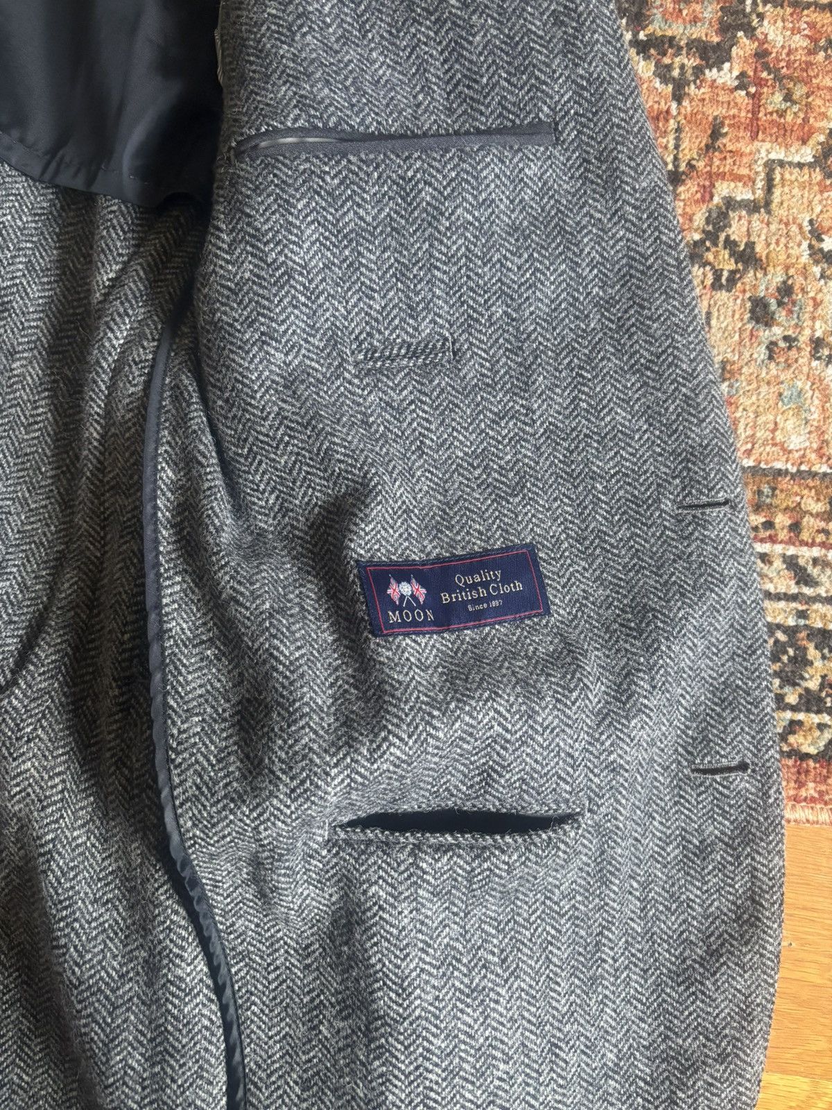 J.Crew Ludlow Blazer British Moon Herringbone Wool Cotton Size 36R - 4 Thumbnail