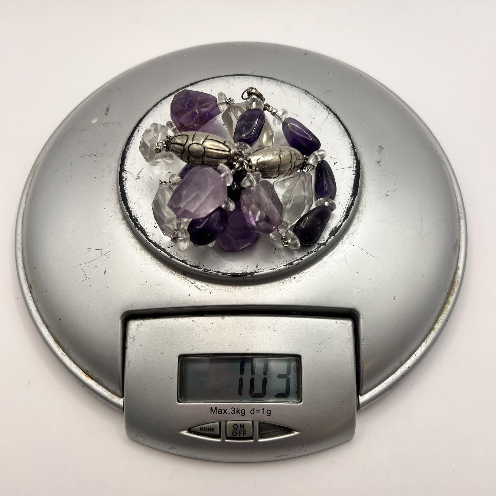 Jewelry × Vintage Vintage Sterling Silver 925 Necklace Beads Natural Amethyst Size ONE SIZE - 2 Thumbnail