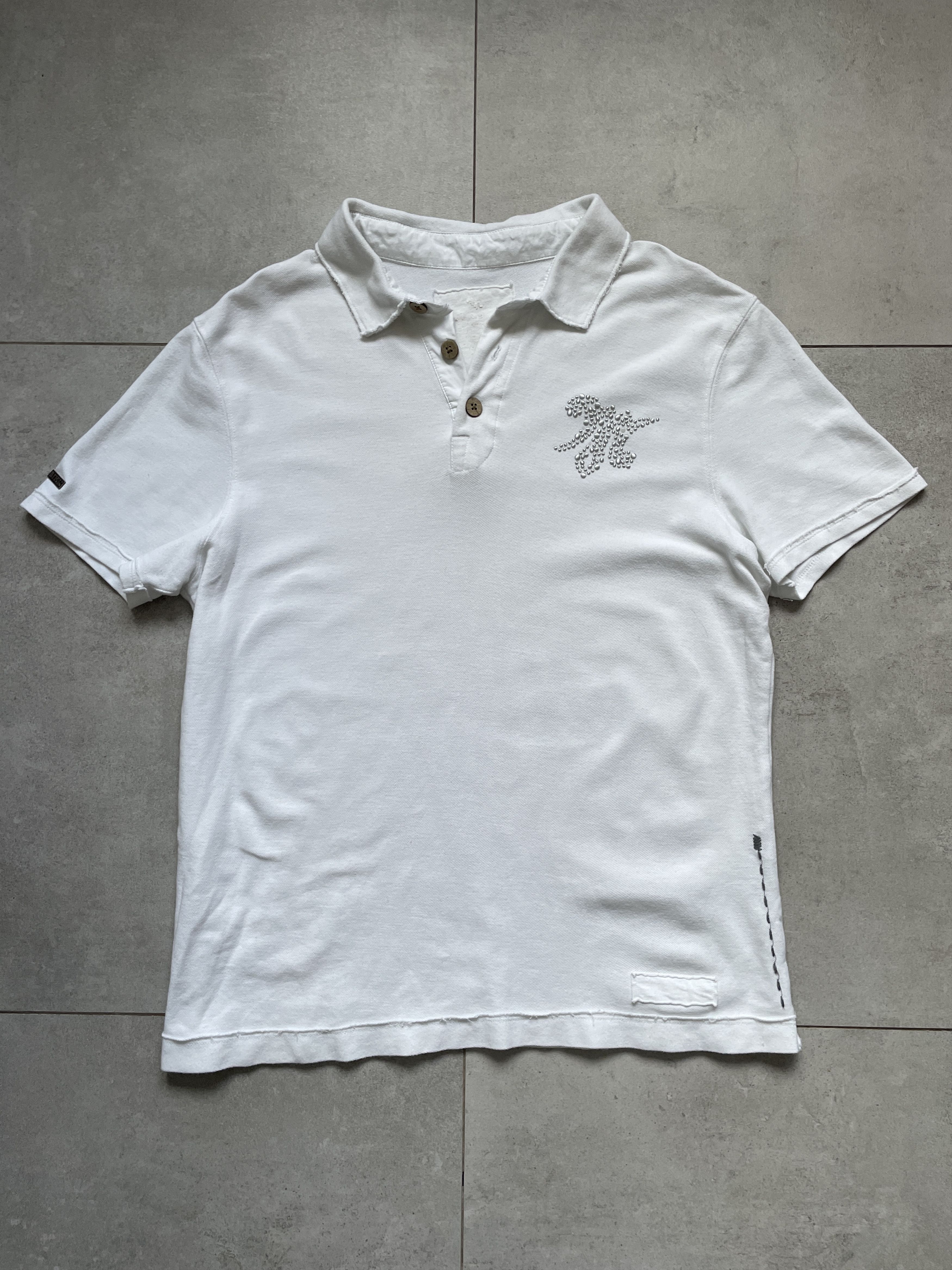 Mek Denim Y2K MEK DENIM TRUE RELIGION STYLE WHITE STITCHED POLO TEE Size US L / EU 52-54 / 3 - 1 Thumbnail