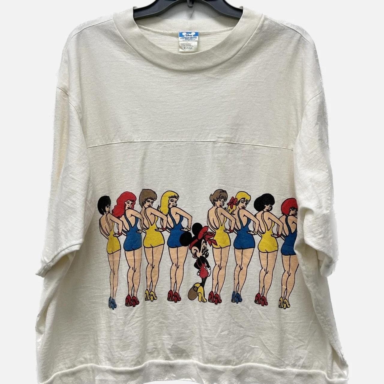 image of Disney Minnie Mouse With Pin-Up Girls Tee in White, Men's (Size XL)