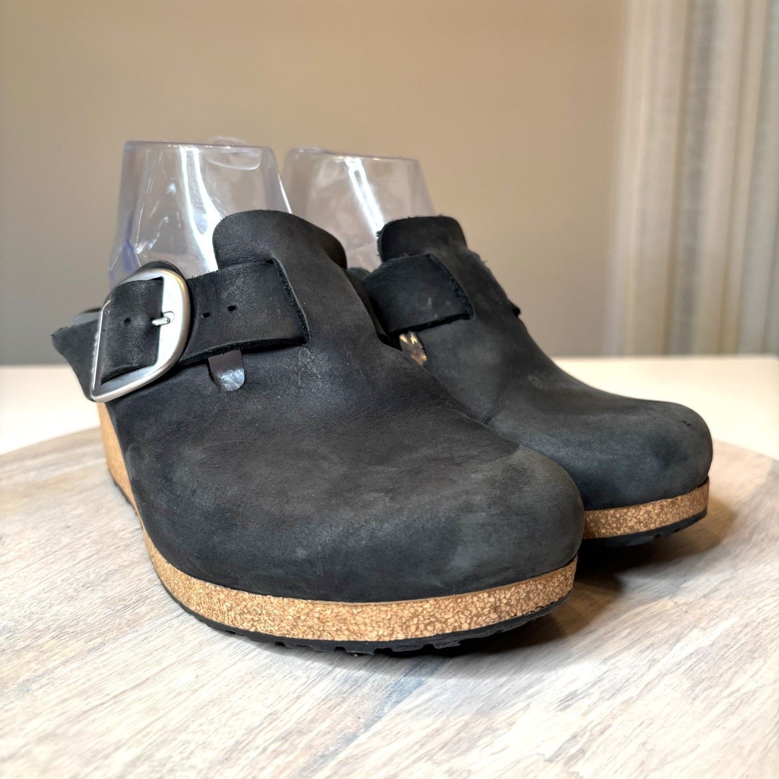 Birkenstock PapilliovMary Black Suede Leather Wedge Clogs 39 US Size 8 Size US 8 / IT 38 - 5 Thumbnail