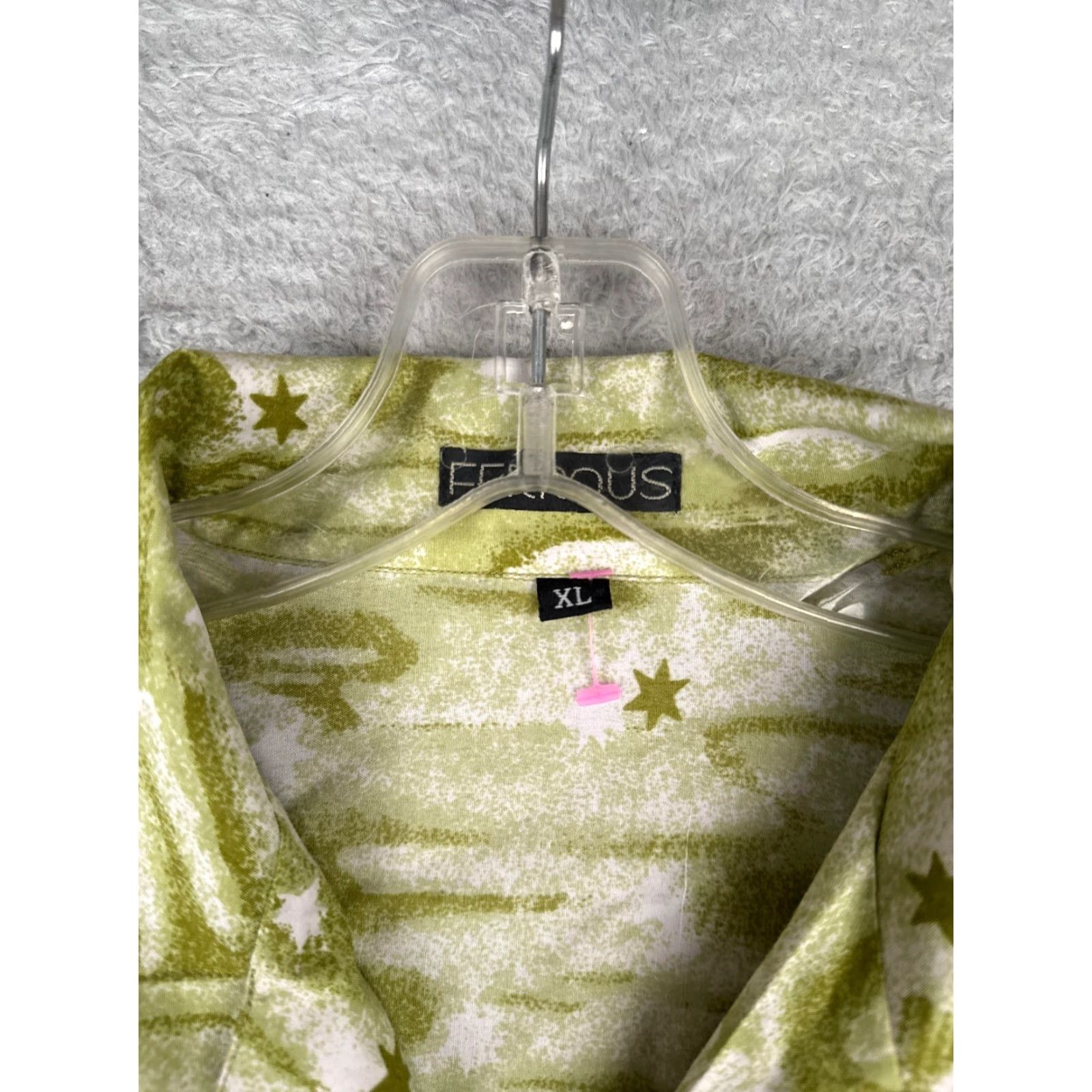 Vintage Ferrous Shirt Men XL Green Floral Palm Star Cotton Hawaiian Button-Up Size US XL / EU 56 / 4 - 7 Thumbnail