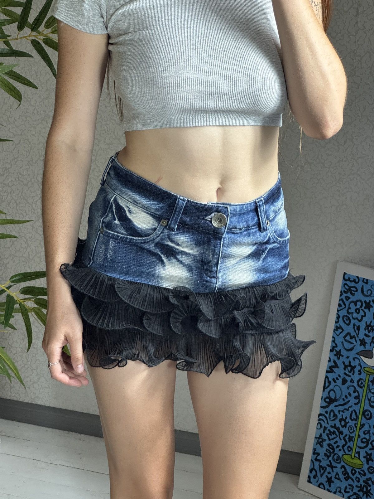 Other VINTAGE KIKIRIKI RUSHES MINI SKIRT Size 28" / US 6 / IT 42 - 2 Thumbnail