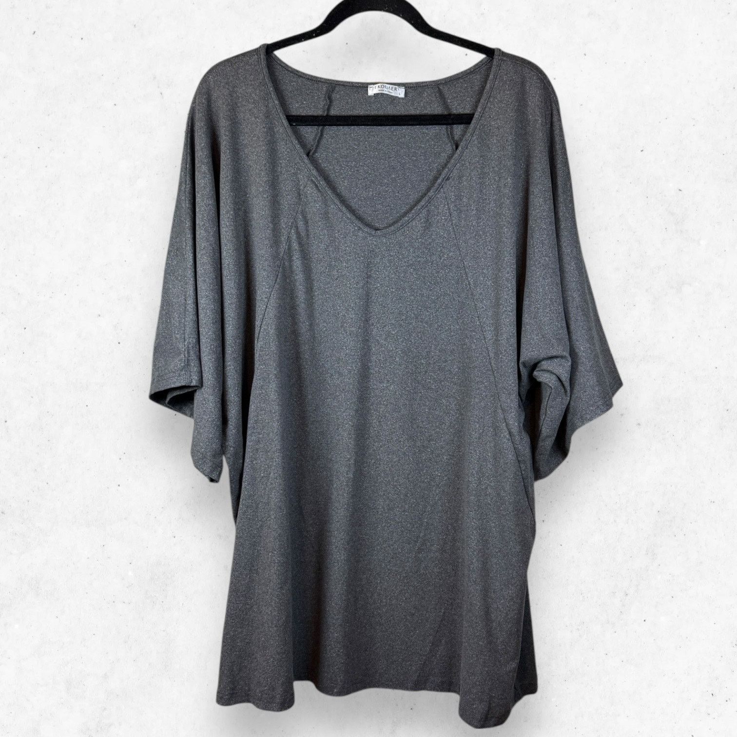 Other Ekouaer Women's L Oversized Gray V-Neck Tunic Dress Batwing Size L / US 10 / IT 46 - 1 Thumbnail
