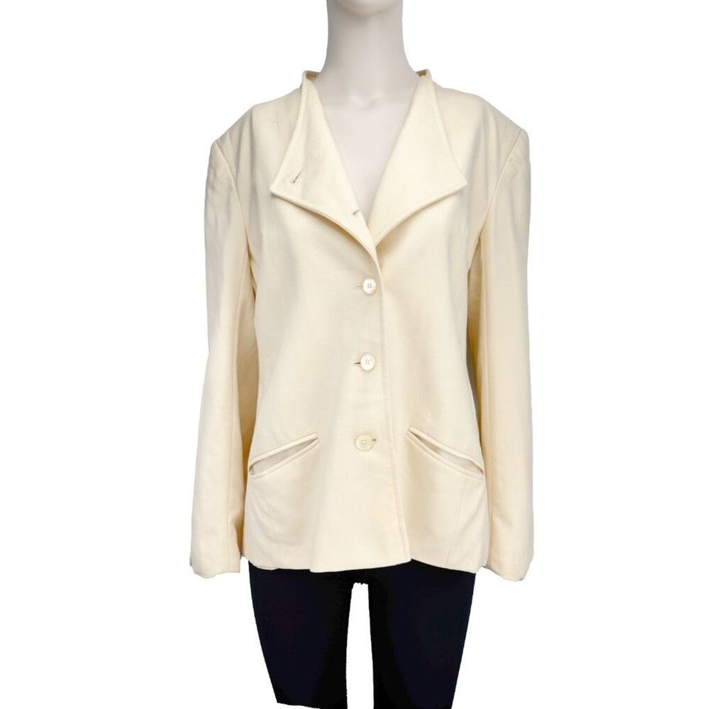 Vintage JOCARDI Butter Yellow Academia Assymetrical collar Blazer S Size S / US 4 / IT 40 - 2 Thumbnail