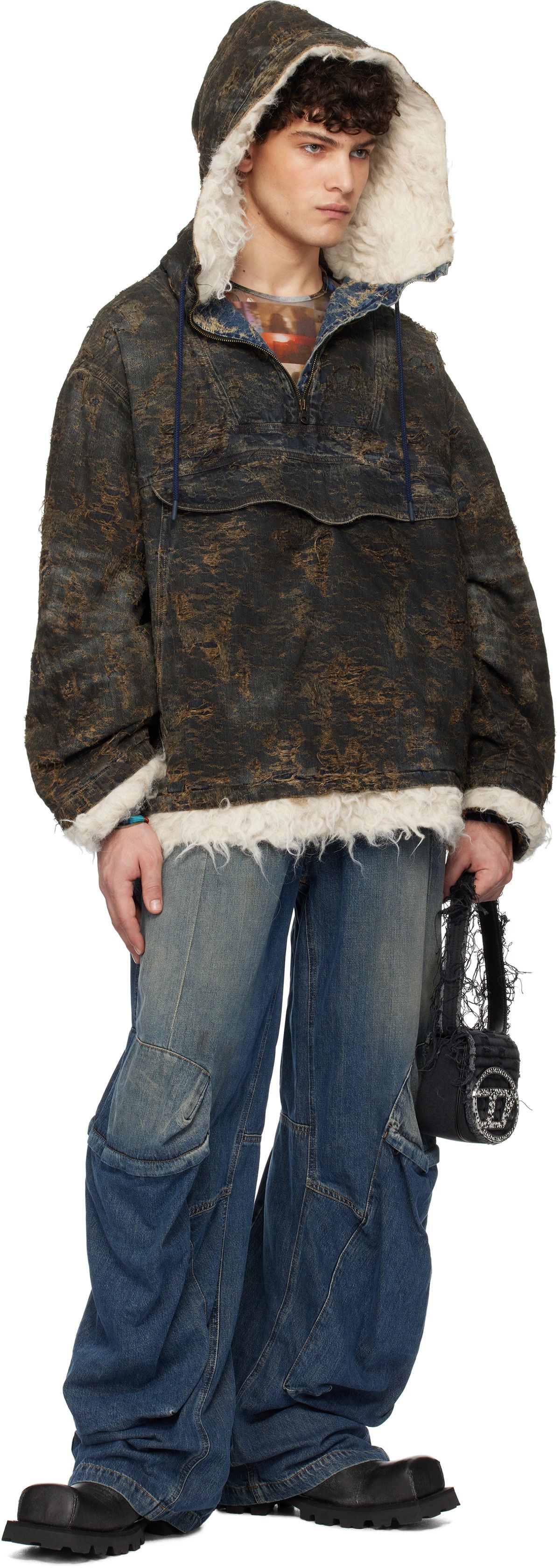 Diesel Diesel D-ARAK-FSF Coated Jacquard Denim Anorak Size US L / EU 52-54 / 3 - 1 Thumbnail