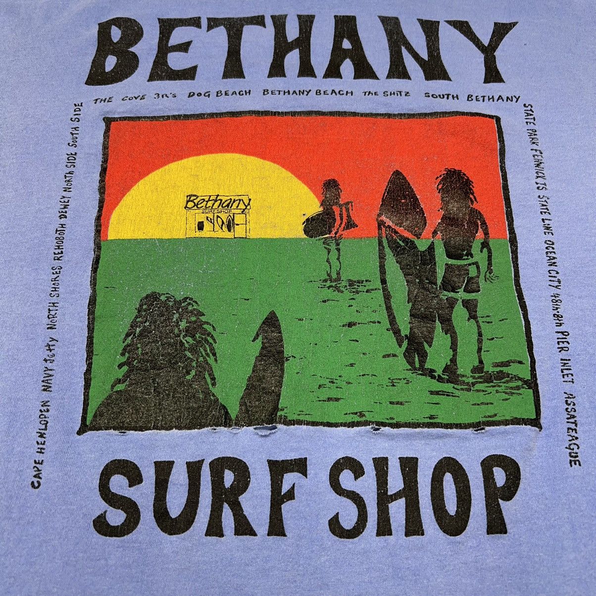 Vintage VTG Surf Shop Tee Shirt Blue Oneita Faded Single Stitch Size US XL / EU 56 / 4 - 14 Thumbnail