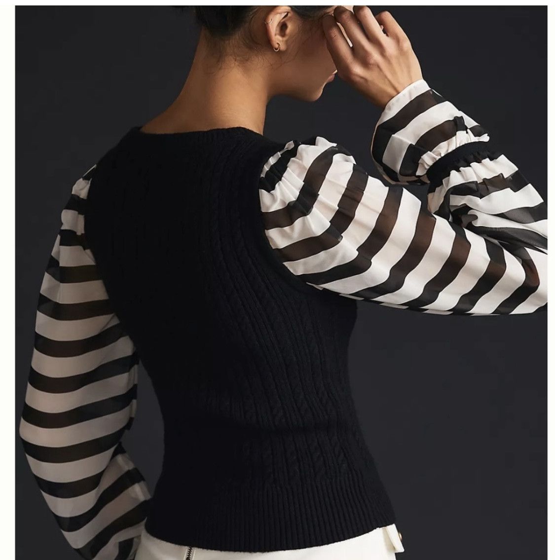 Anthropologie Maeve Contrast Sleeve Sweater Size S / US 4 / IT 40 - 2 Thumbnail