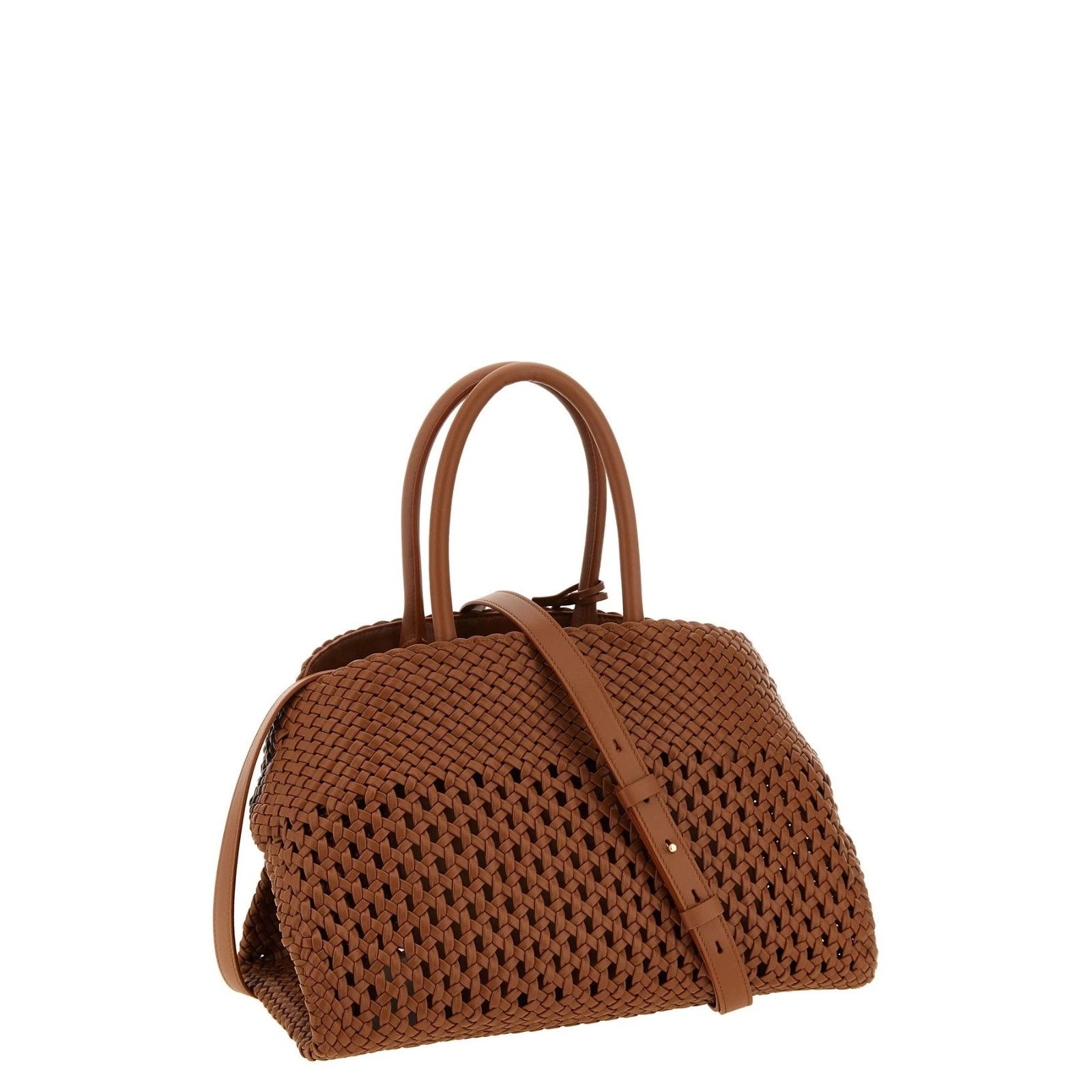 Salvatore Ferragamo FERRAGAMO Hug Th S Brown Woven Leather Top Handle Bag New & Size ONE SIZE - 2 Thumbnail