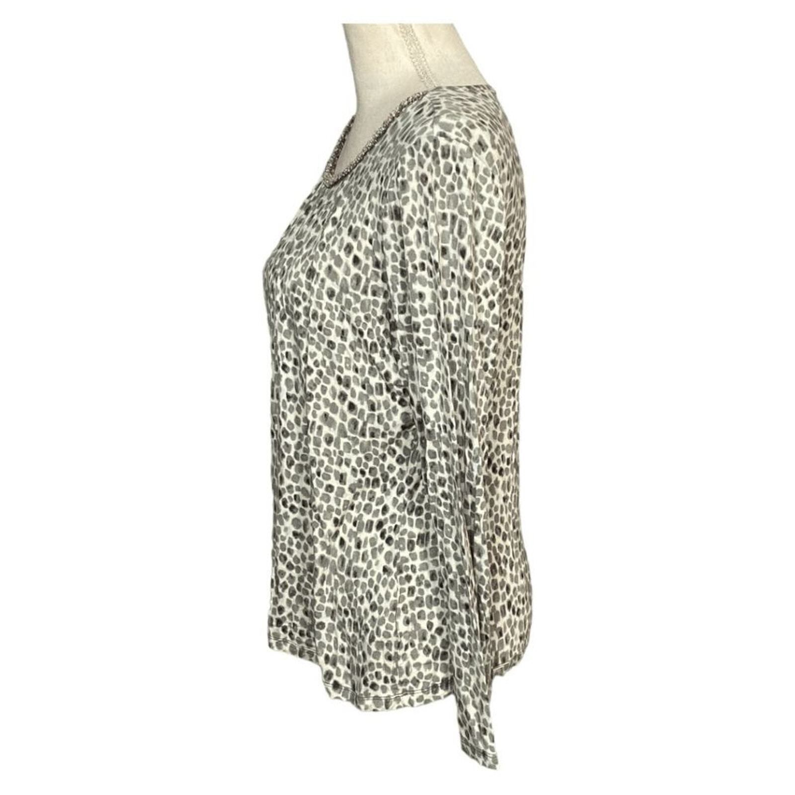 Other Charter Club Women's Blouse Petite Medium White Gray Abstrac Size M / US 6-8 / IT 42-44 - 3 Thumbnail